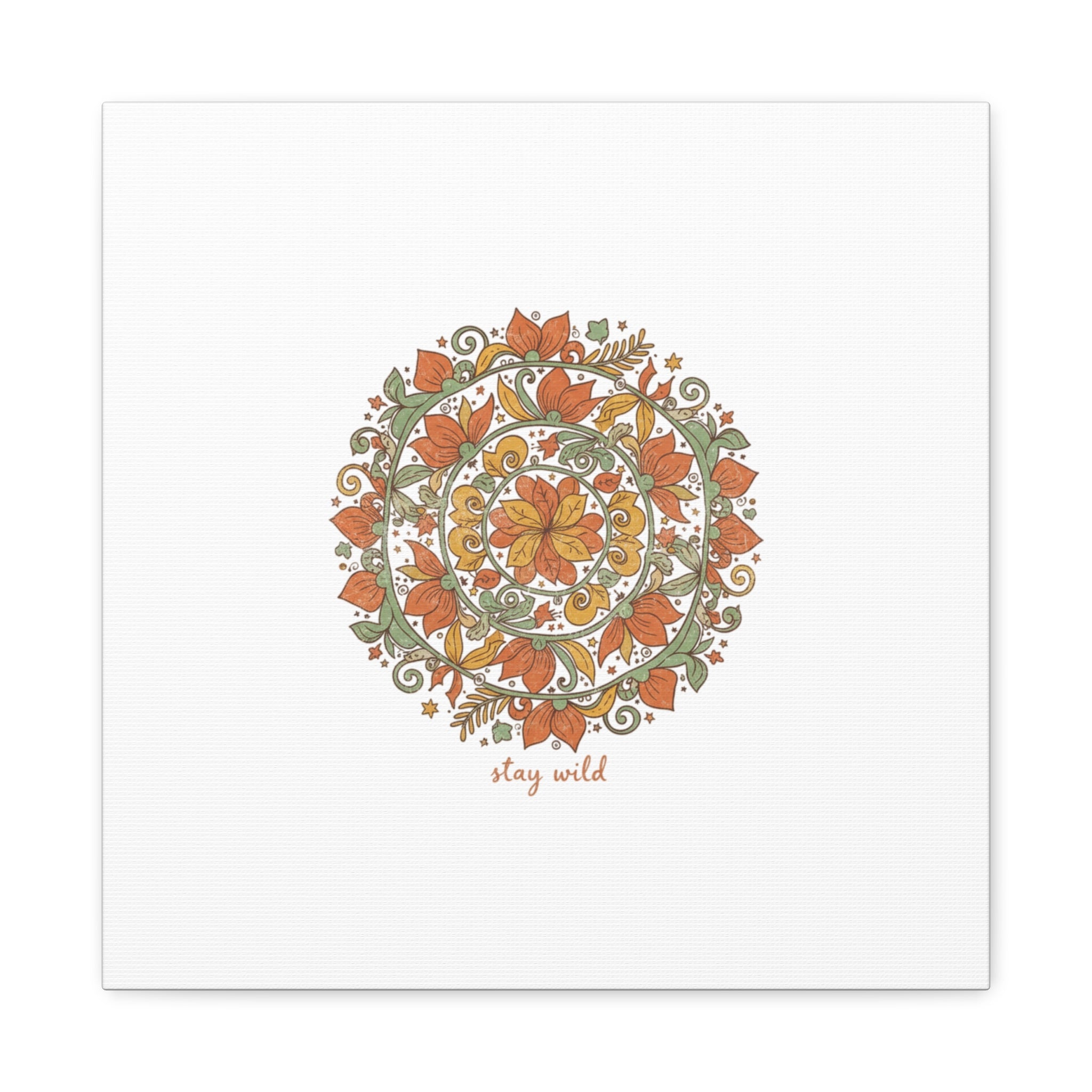 Stay Wild Mandala Canvas, Boho Paisley Wall Art | Artisanal Boho Print
