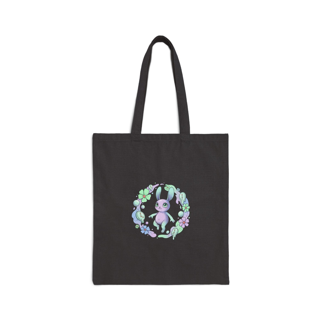 Weirdcore Micro-Surreal Bunny Wreath Tote, surreal art, absurd humor