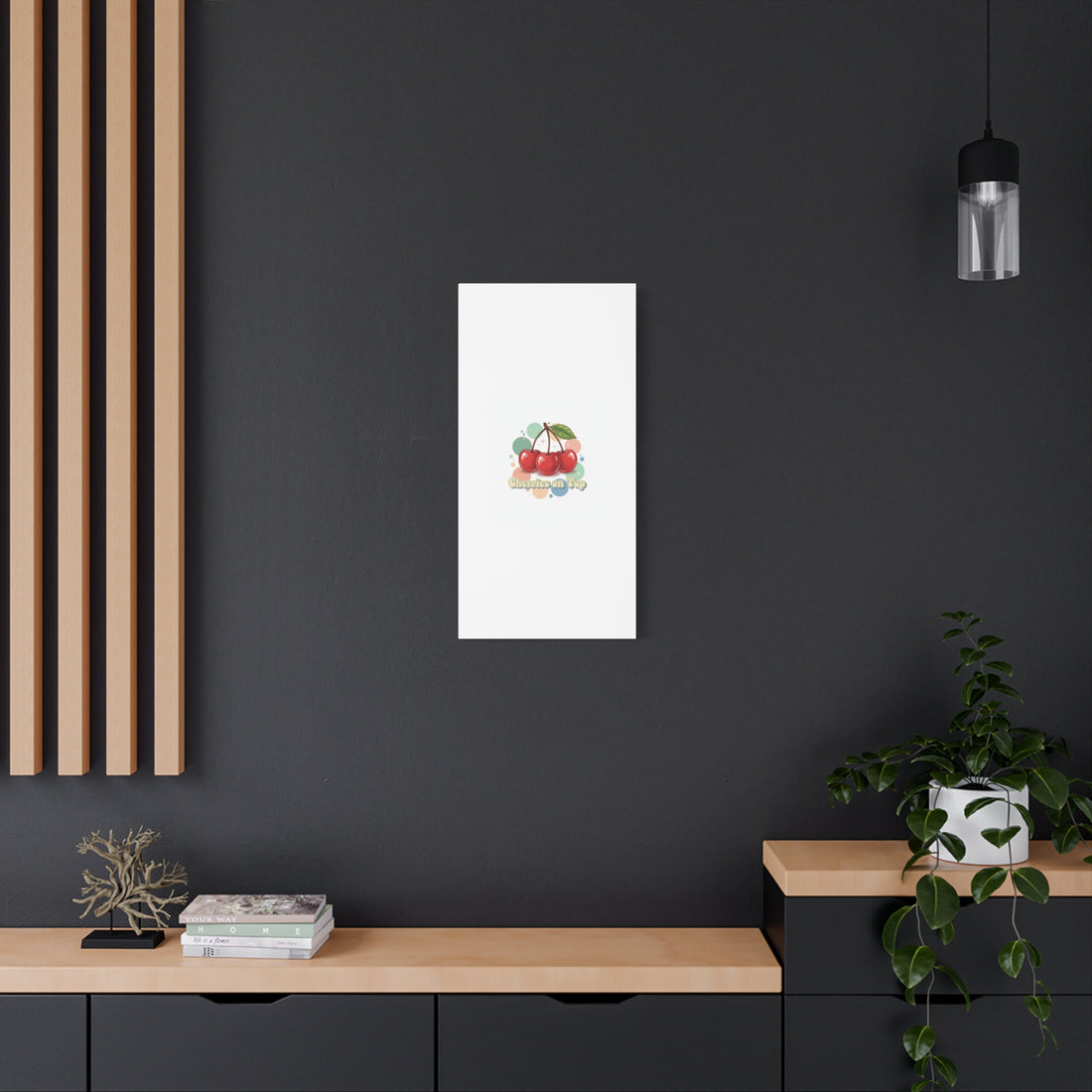 Cherries on Top Canvas | Retro Kawaii Fruit Wall Art