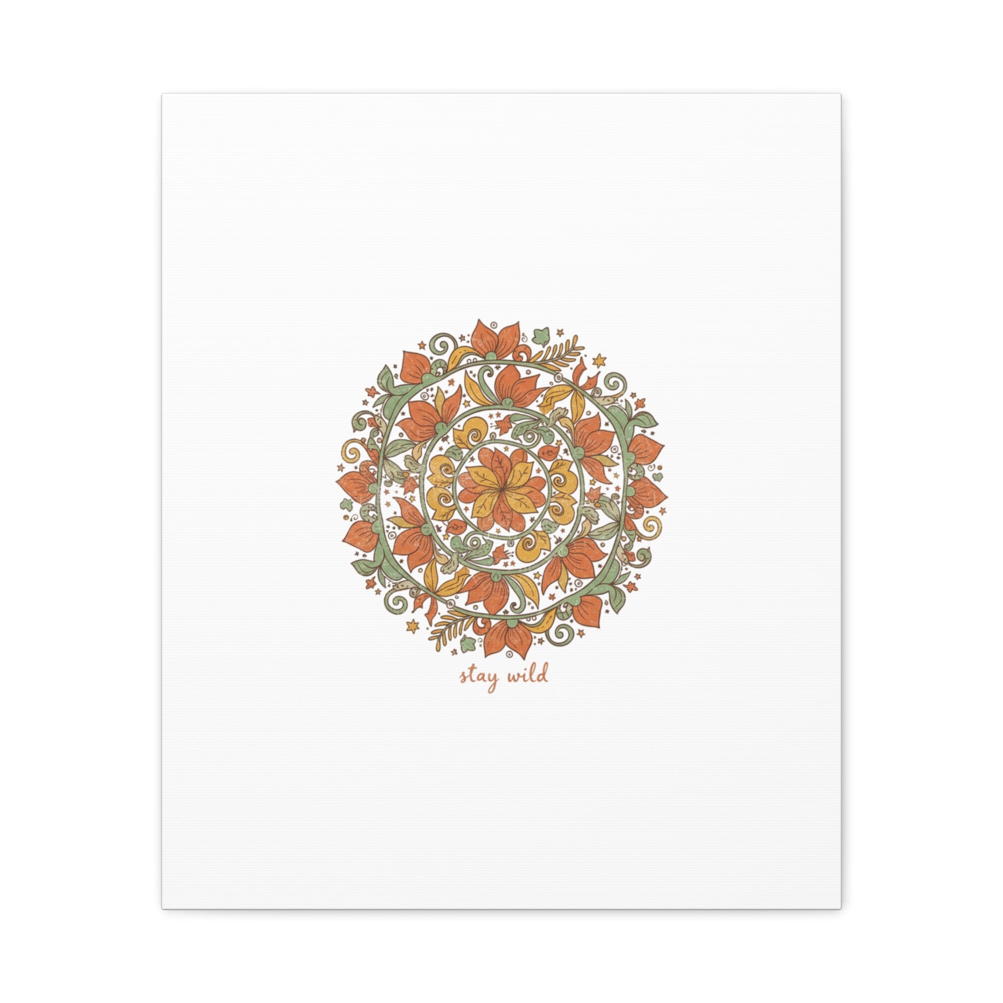 Stay Wild Mandala Canvas, Boho Paisley Wall Art | Artisanal Boho Print