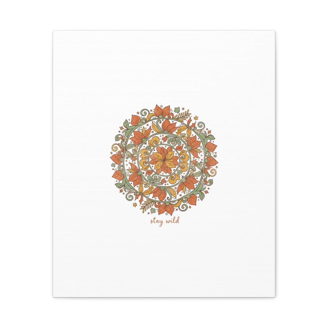 Stay Wild Mandala Canvas, Boho Paisley Wall Art | Artisanal Boho Print