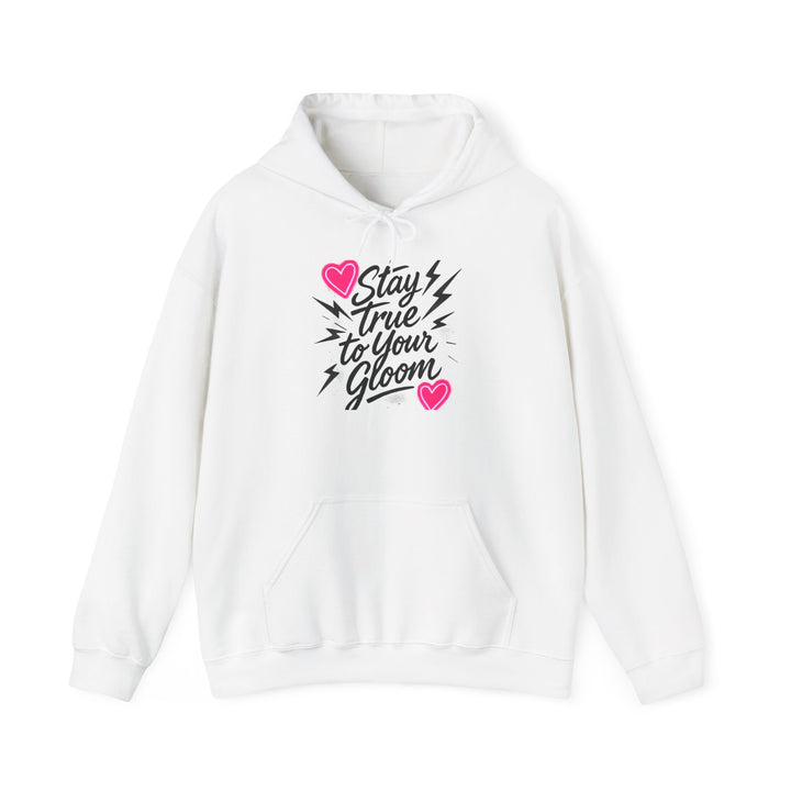 Hoodie "Stay True to Your Gloom" – Goth Cute Pink Heart Graphic Hoodie