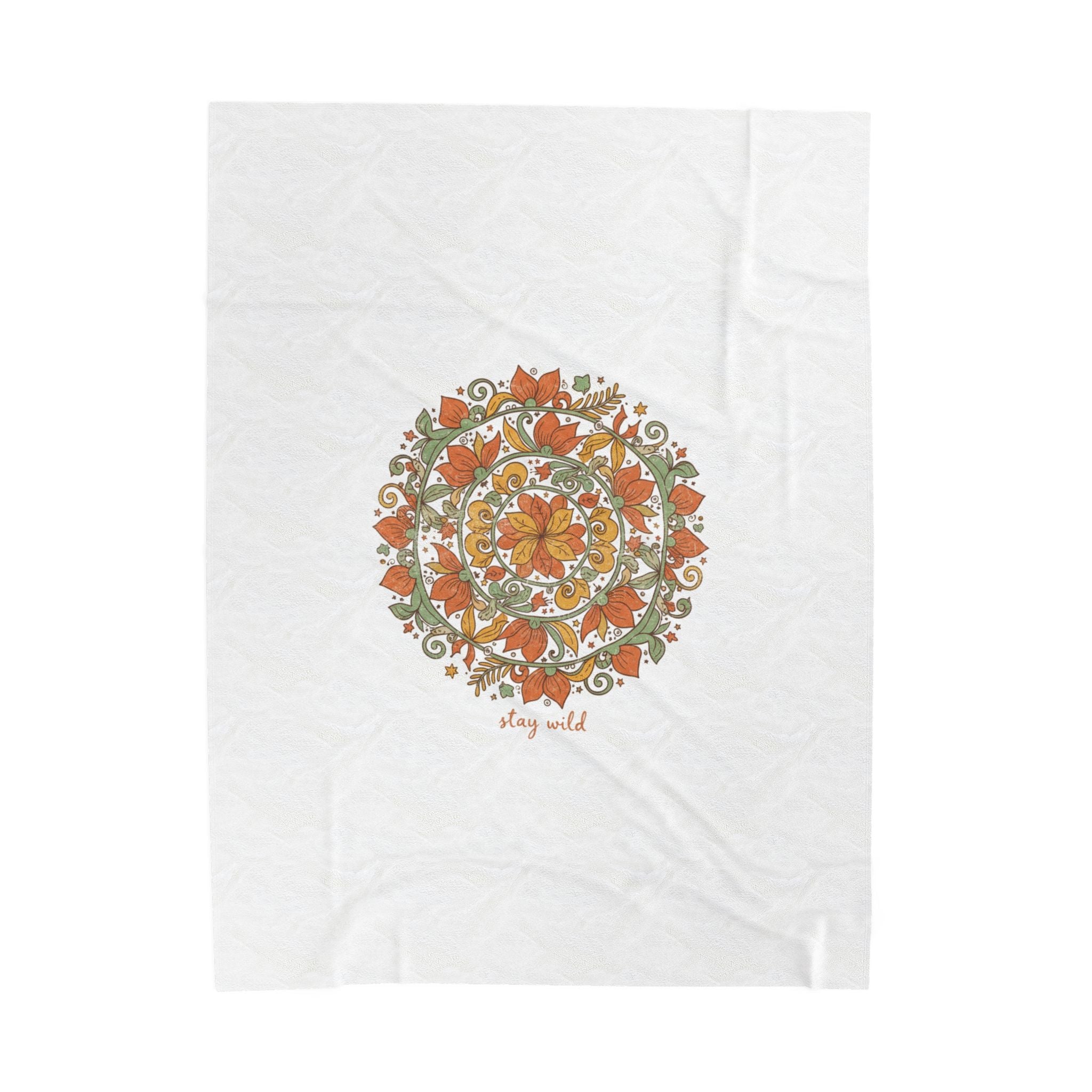 Handcrafted Mandala Pattern Velveteen Plush Blanket | Boho Paisley Tapestry Aesthetic