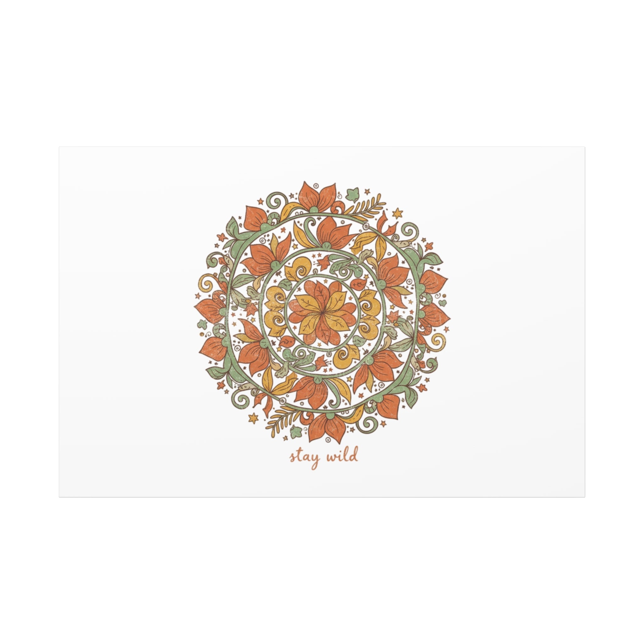 Stay Wild Mandala Canvas, Boho Paisley Wall Art | Artisanal Boho Print