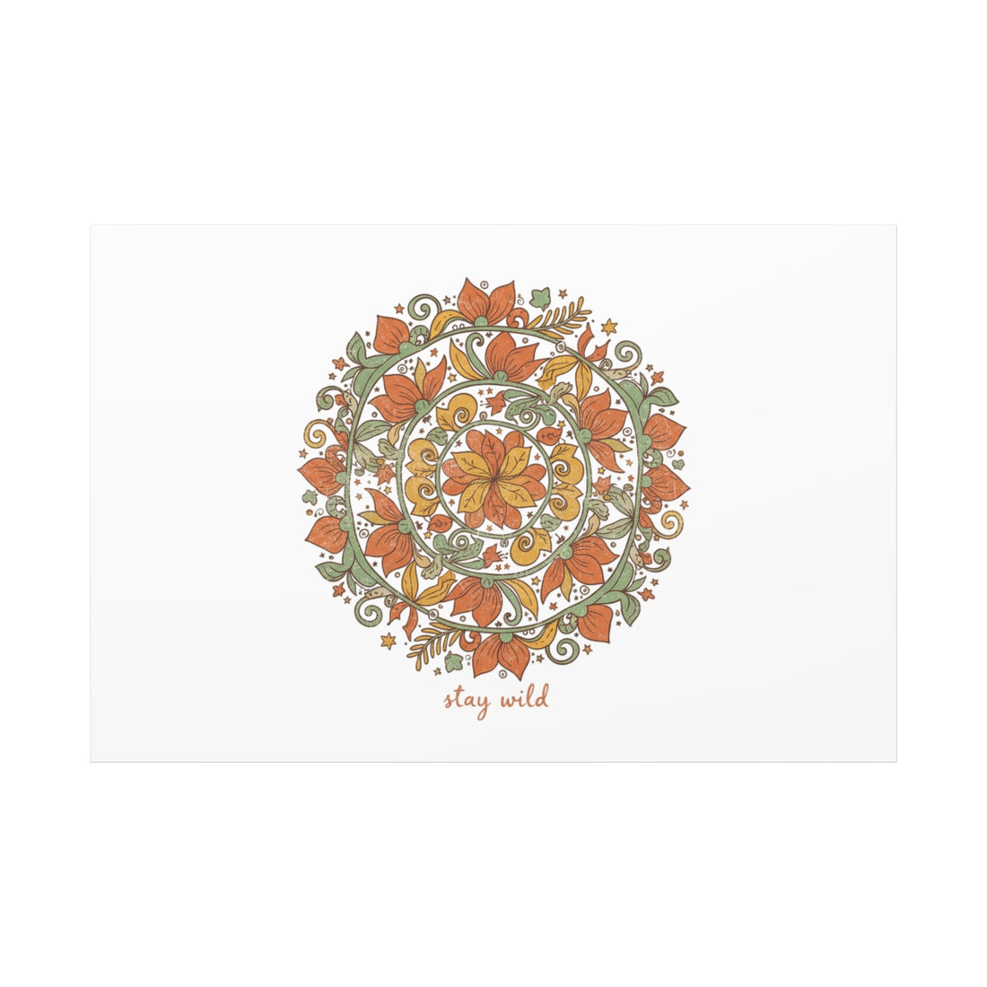 Stay Wild Mandala Canvas, Boho Paisley Wall Art | Artisanal Boho Print