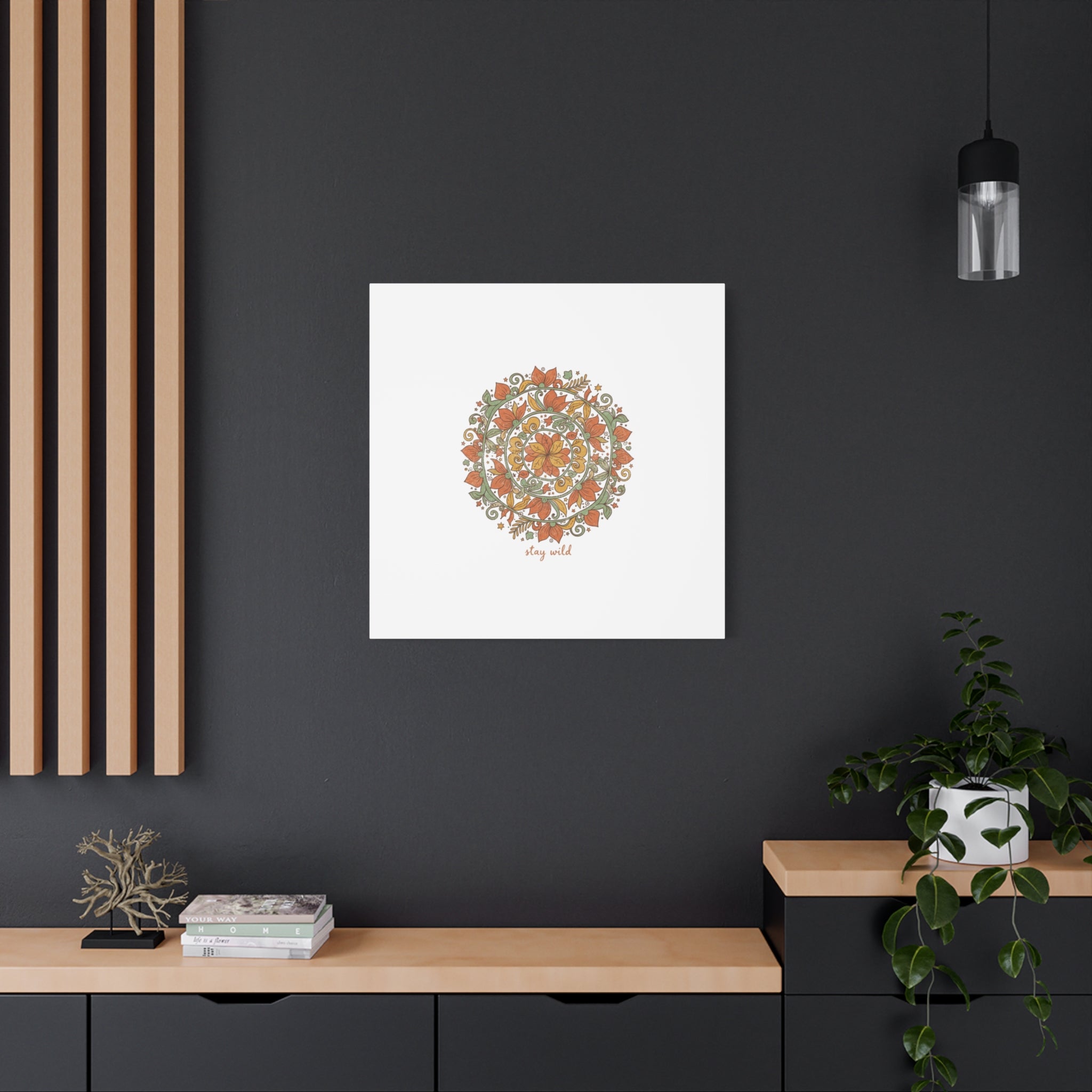 Stay Wild Mandala Canvas, Boho Paisley Wall Art | Artisanal Boho Print