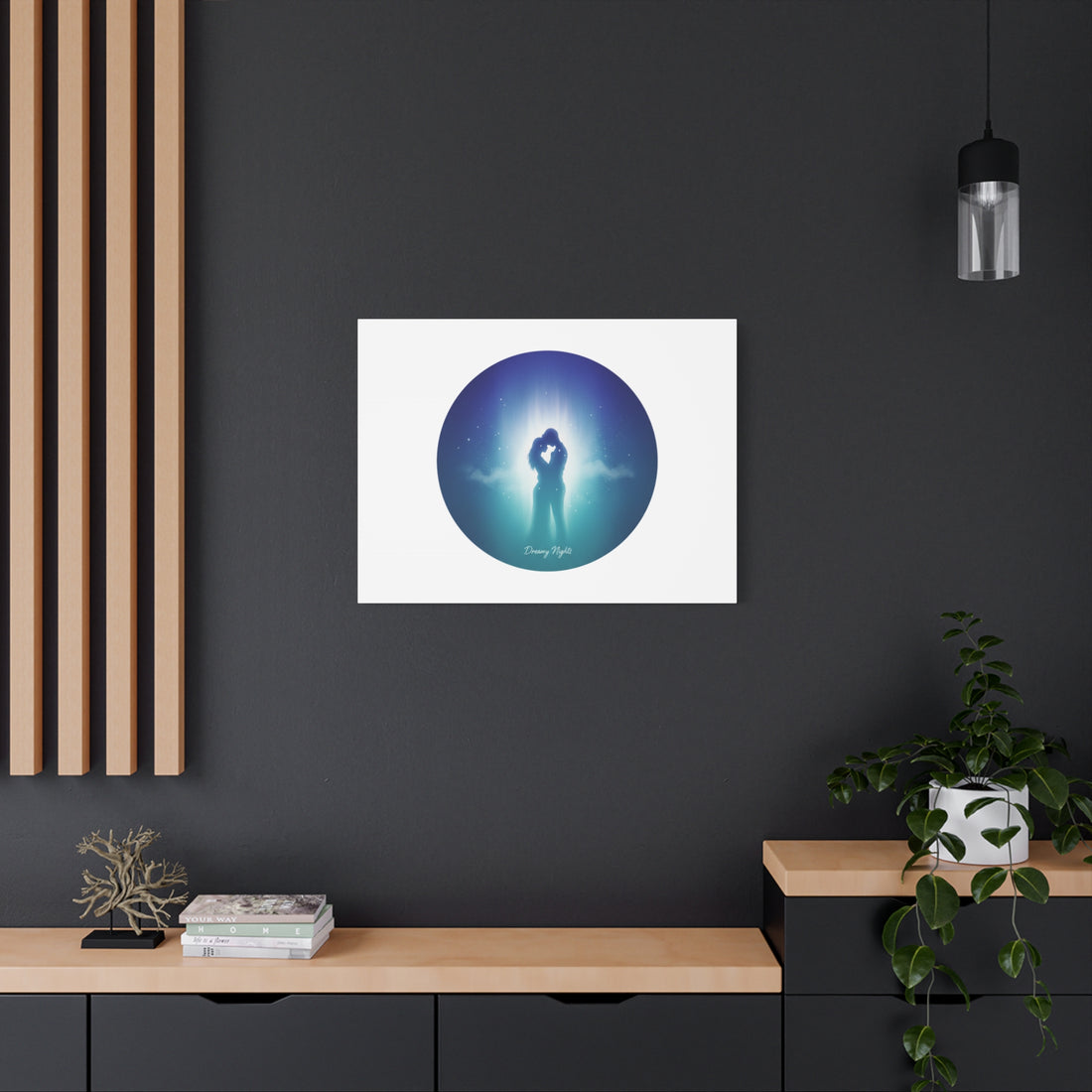 Dreamy Nightscape Canvas | Afterlight Atmospheric Print, Luminous Night Bloom