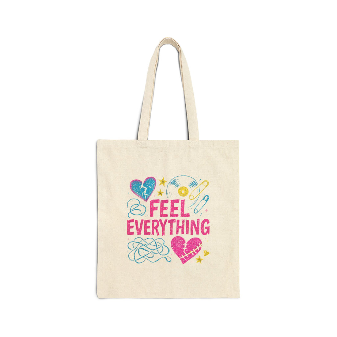 Feel Everything Canvas Tote Bag — Emotional Awareness Heart Design