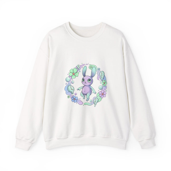 Cute Micro-Surreal Bunny Wreath Sweatshirt | weirdcore surreal art