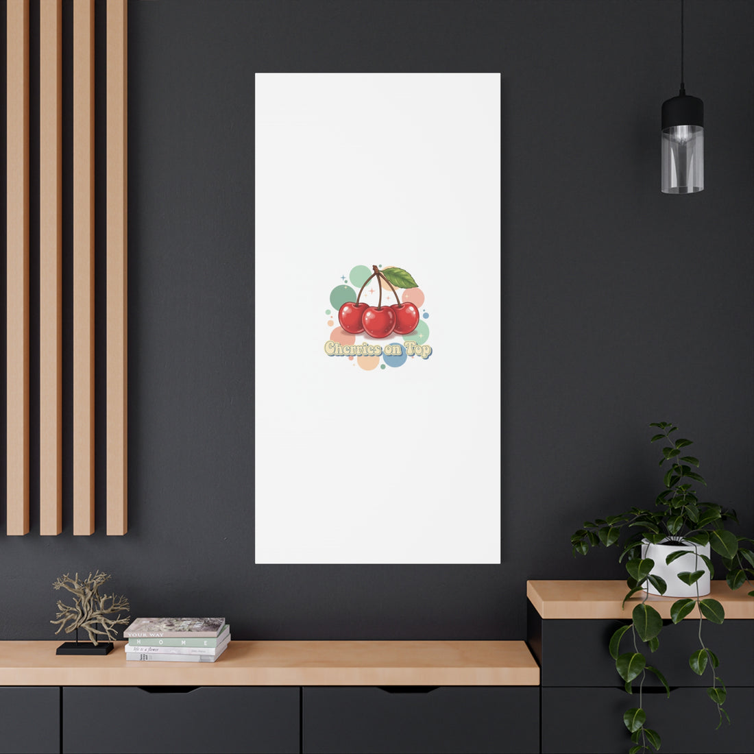 Cherries on Top Canvas | Retro Kawaii Fruit Wall Art