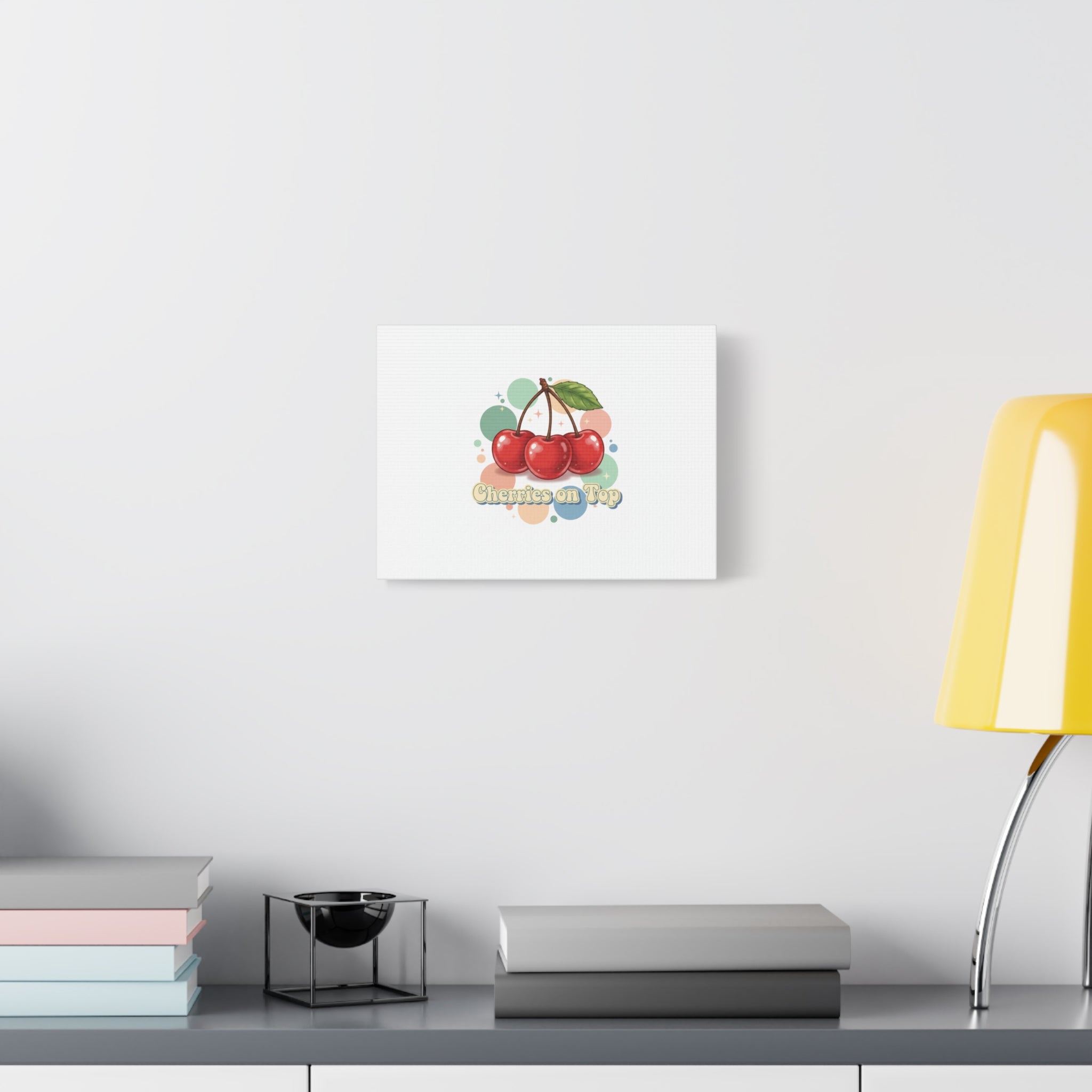 Cherries on Top Canvas | Retro Kawaii Fruit Wall Art
