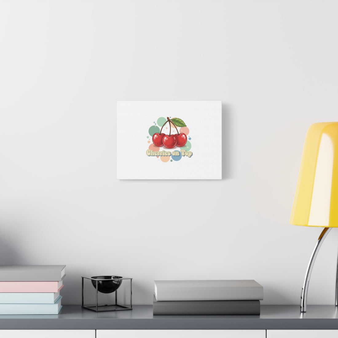 Cherries on Top Canvas | Retro Kawaii Fruit Wall Art