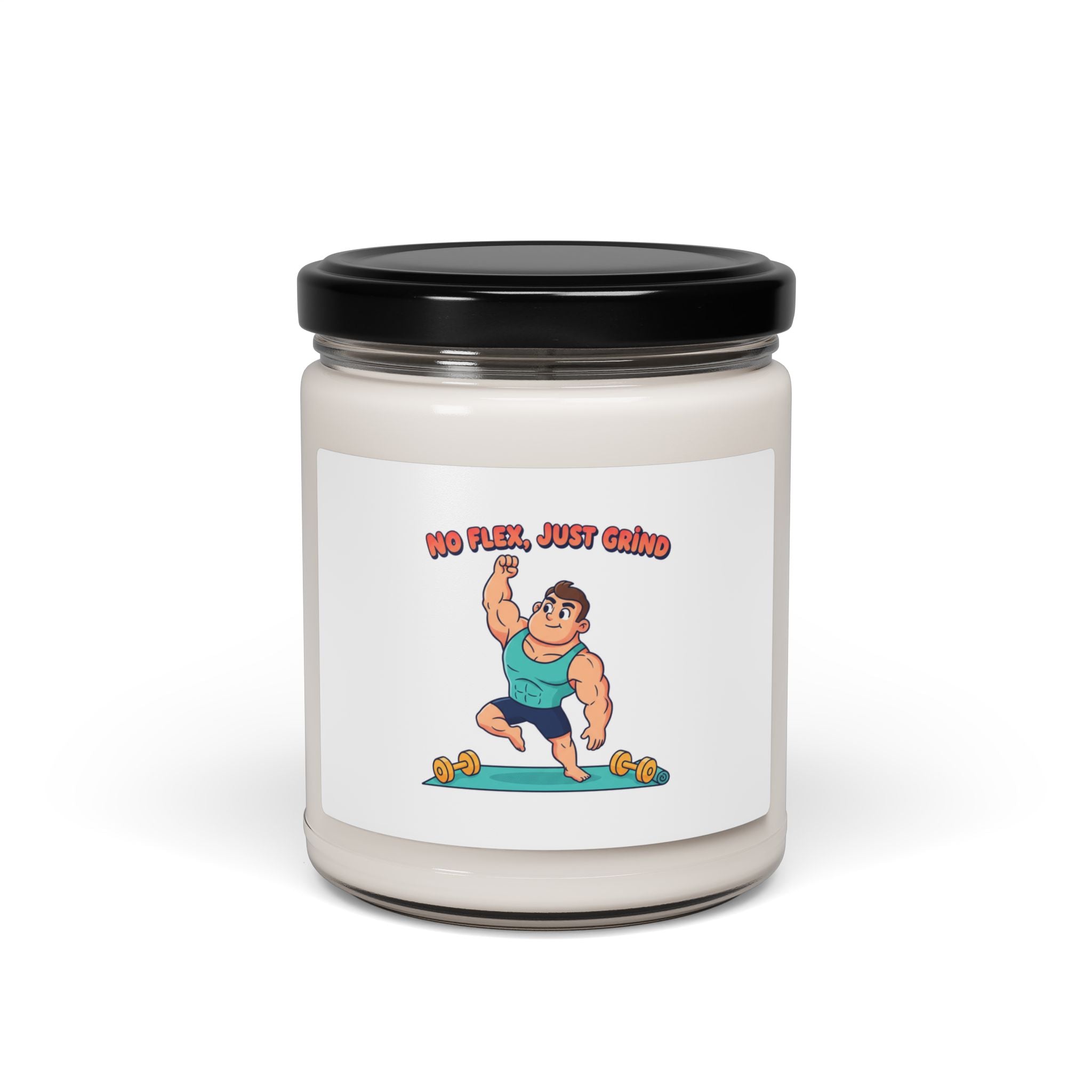 No Flex Just Grind Candle | Scented Soy Candle, Fitness Humor, Tiny Dumbbell Design