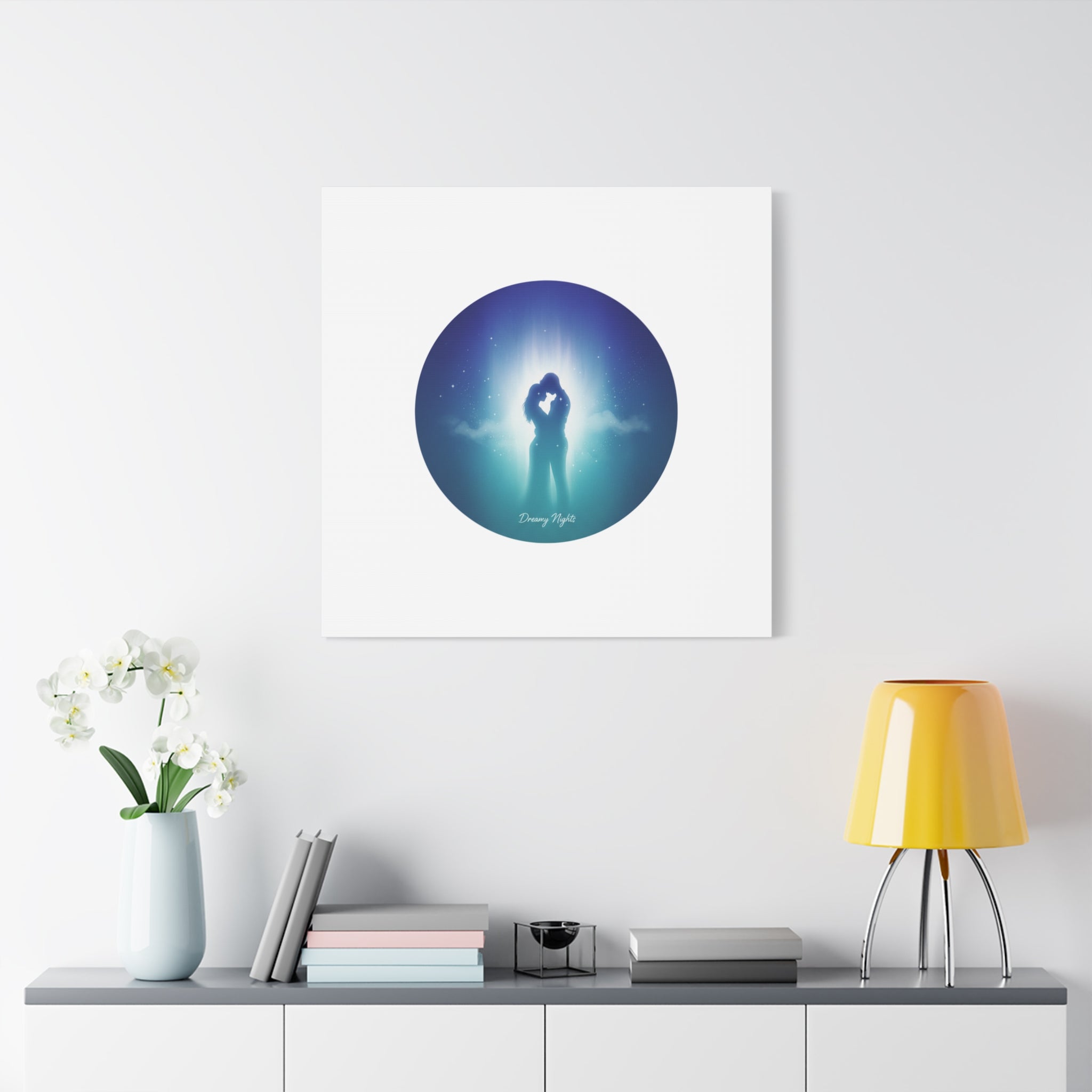 Dreamy Nightscape Canvas | Afterlight Atmospheric Print, Luminous Night Bloom