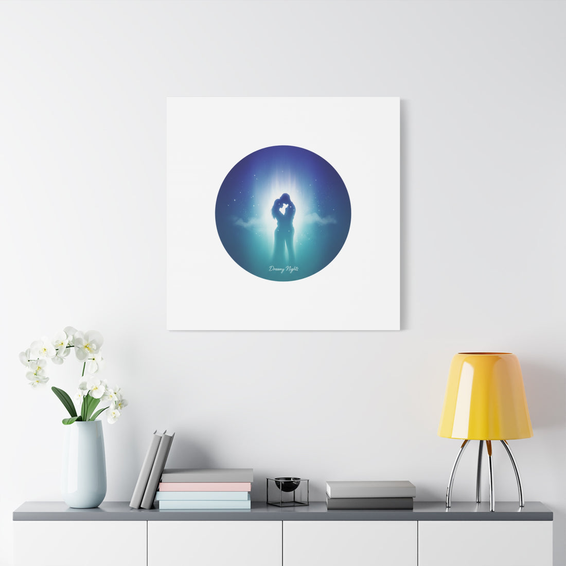 Dreamy Nightscape Canvas | Afterlight Atmospheric Print, Luminous Night Bloom