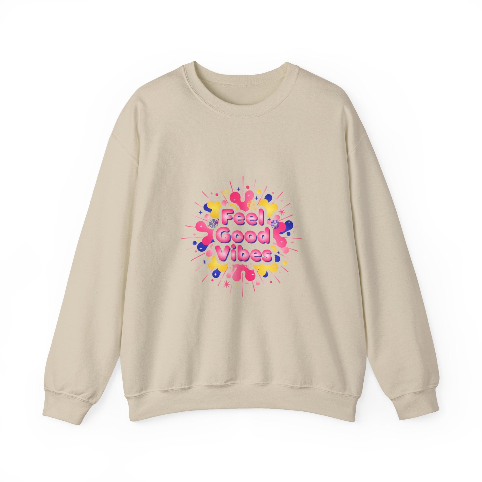 Feel Good Vibes Crewneck Sweatshirt | Dopamine Decor, Neon Gradient Squiggle Art