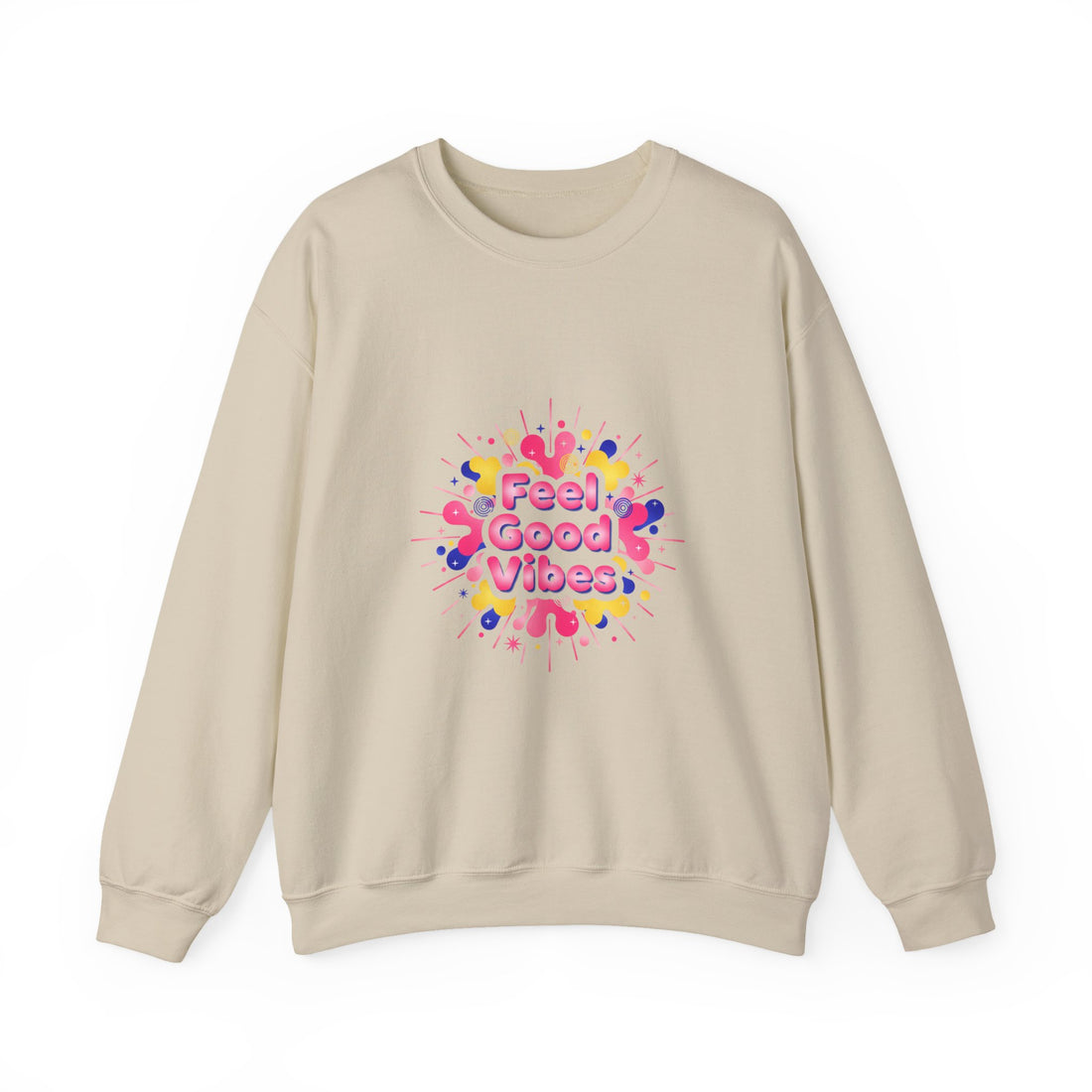 Feel Good Vibes Crewneck Sweatshirt | Dopamine Decor, Neon Gradient Squiggle Art