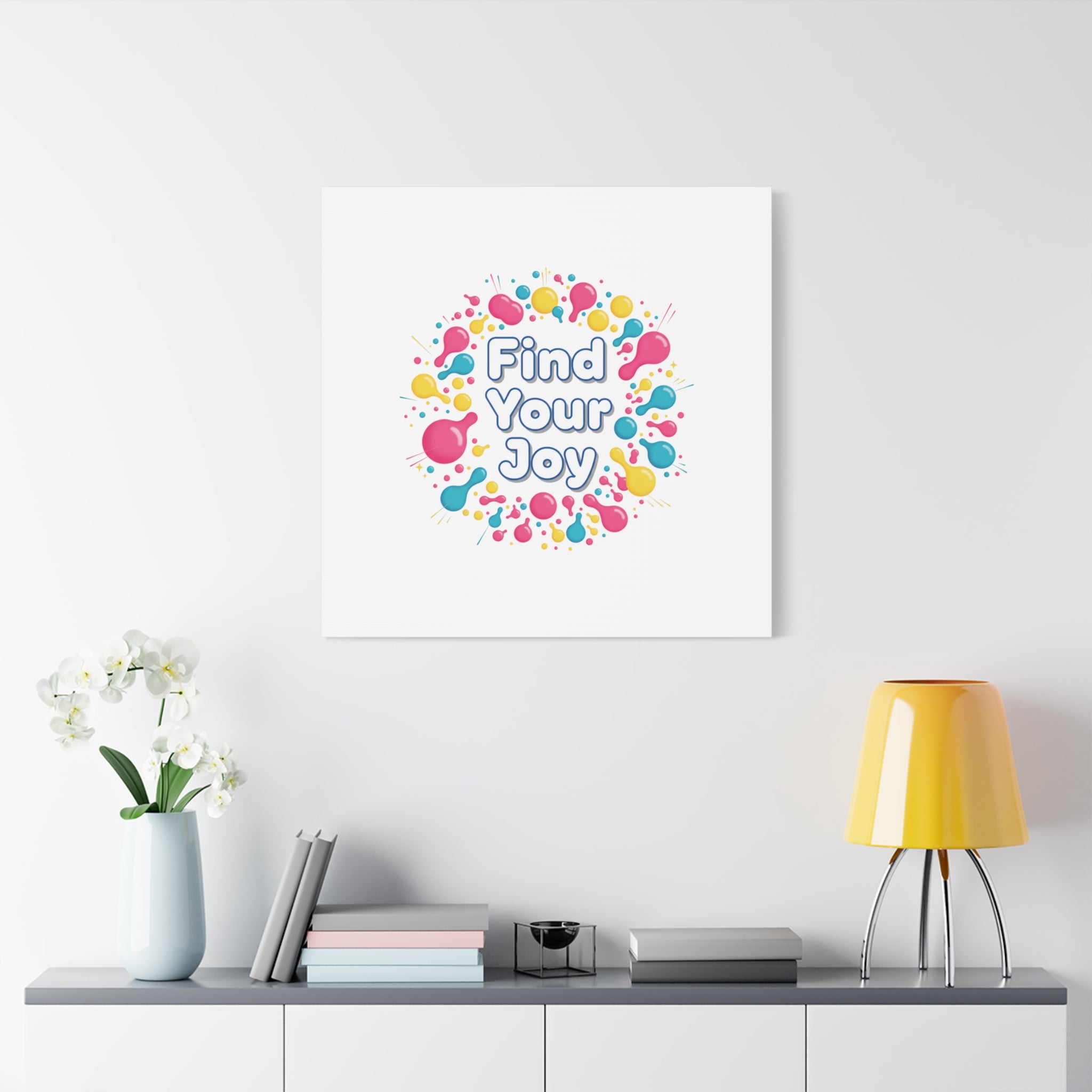 Find Your Joy Canvas | Dopamine Decor, Neon Gradient Squiggle Art