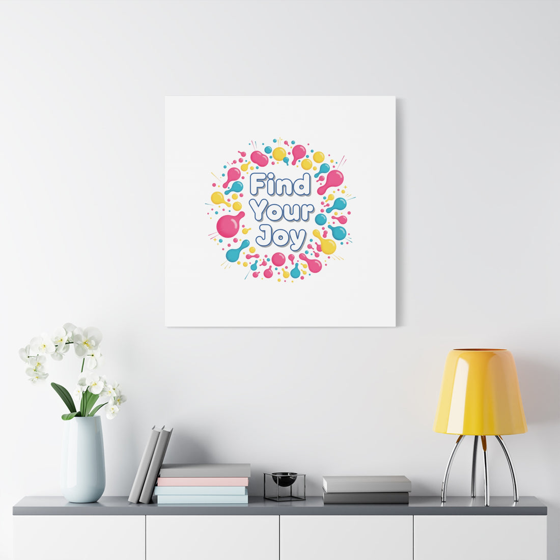 Find Your Joy Canvas | Dopamine Decor, Neon Gradient Squiggle Art