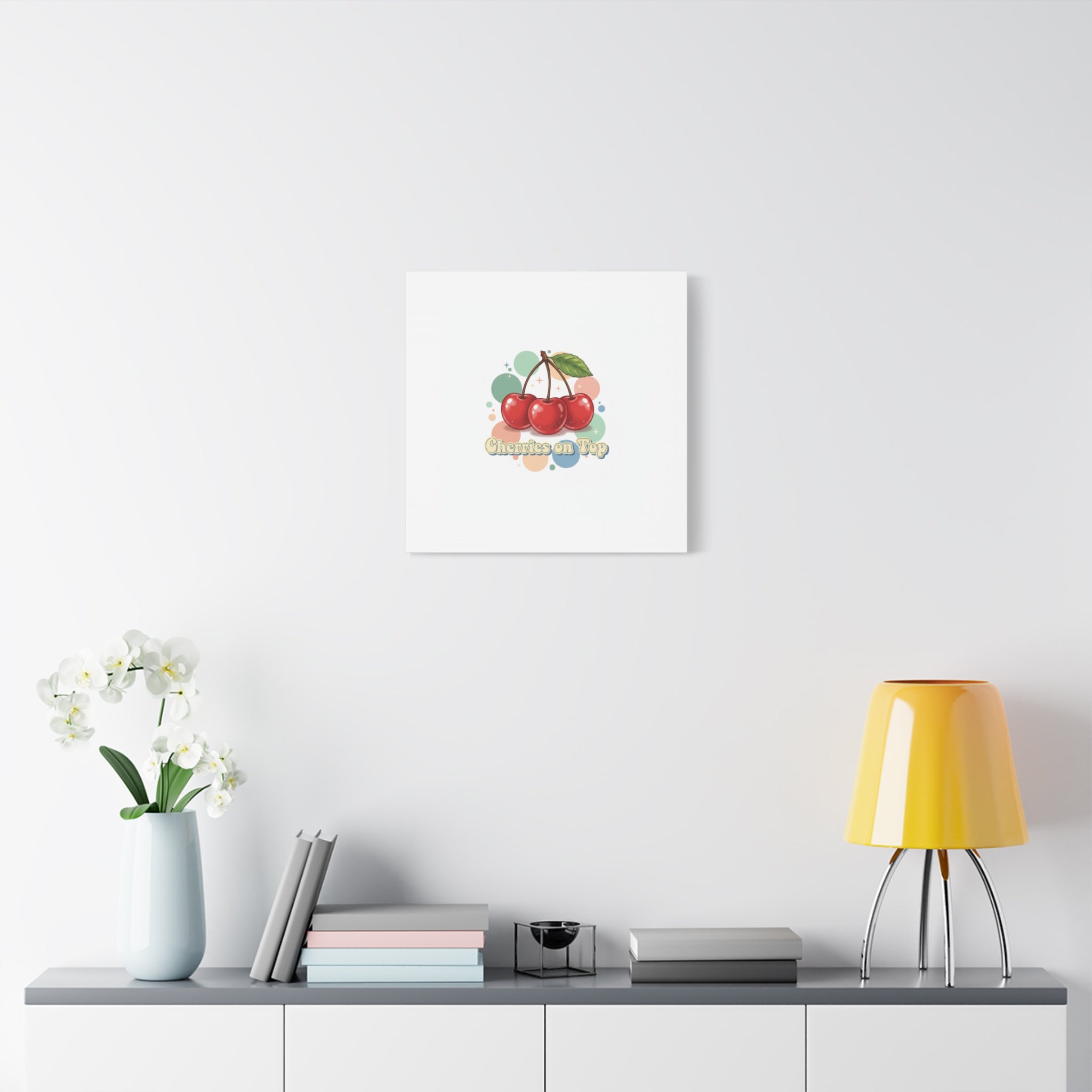 Cherries on Top Canvas | Retro Kawaii Fruit Wall Art