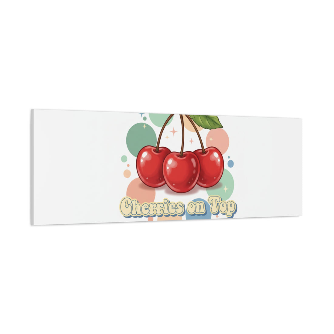 Cherries on Top Canvas | Retro Kawaii Fruit Wall Art