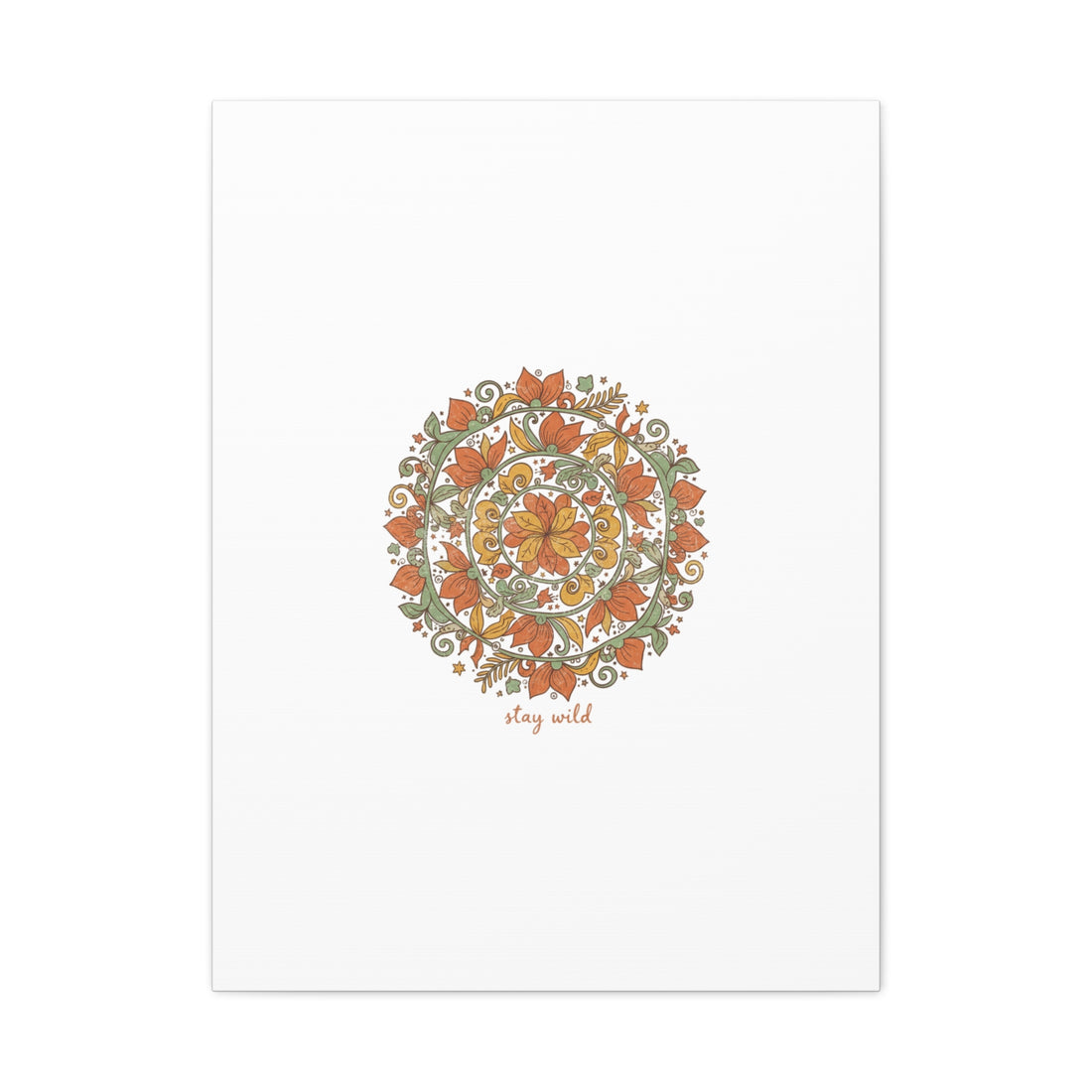 Stay Wild Mandala Canvas, Boho Paisley Wall Art | Artisanal Boho Print
