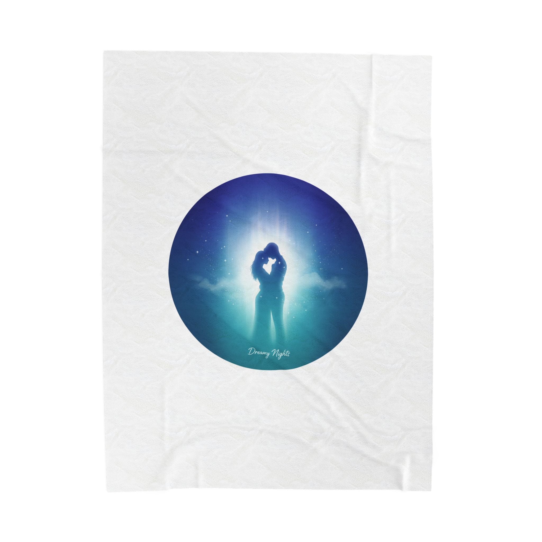 Afterlight Nightscape Couple, Velveteen Plush Blanket | luminous night bloom, cinematic glow