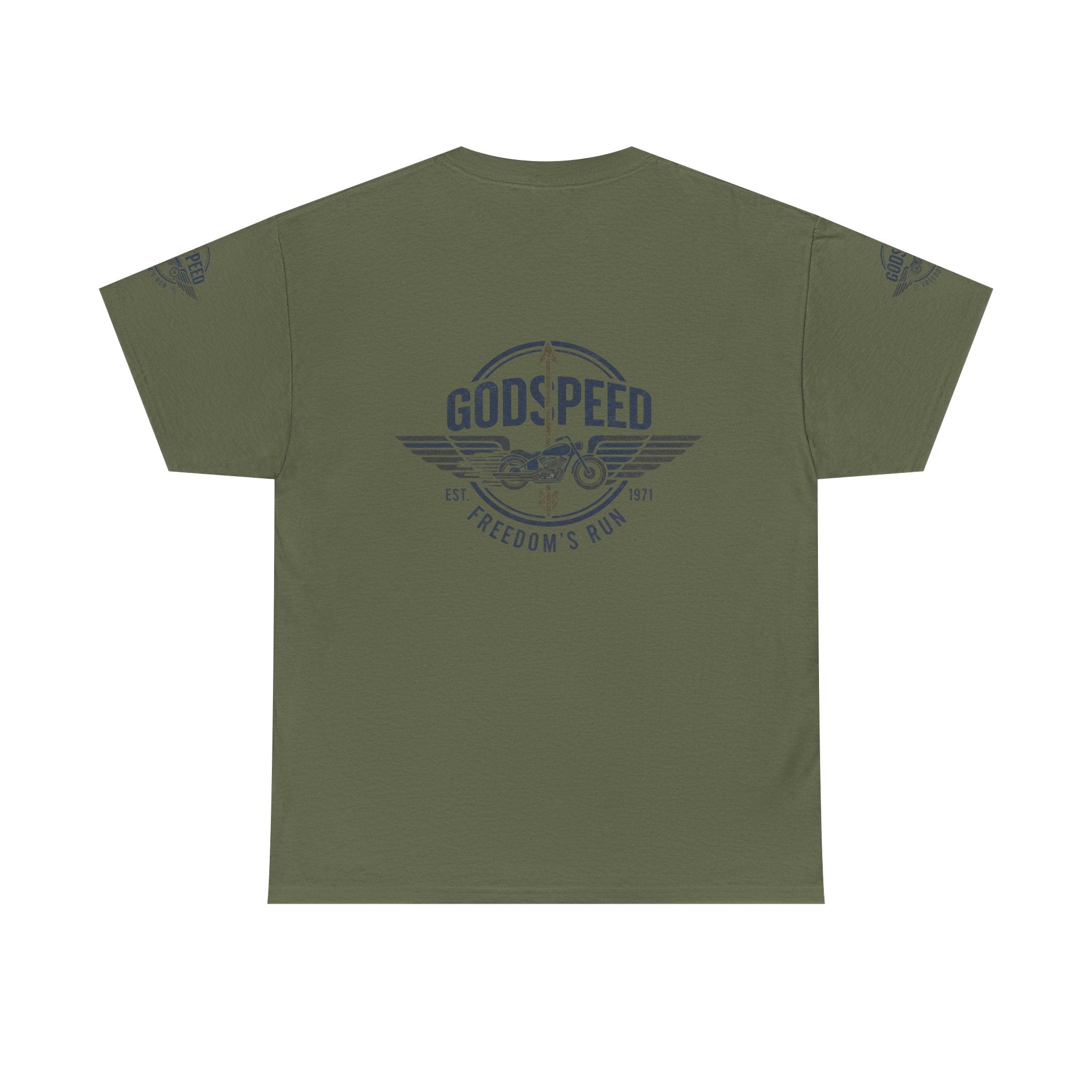 Godspeed Freedom Run Unisex Heavy Cotton Tee, Classic Graphic T-Shirt, Casual Wear, Gift for Runners, Vintage Style Apparel - Goat Corp