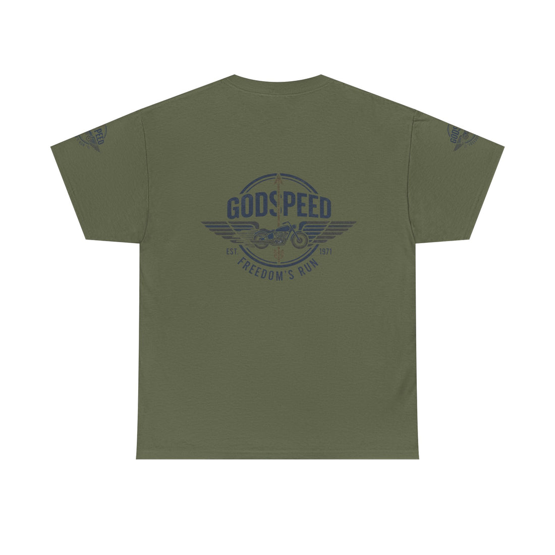 Godspeed Freedom Run Unisex Heavy Cotton Tee, Classic Graphic T-Shirt, Casual Wear, Gift for Runners, Vintage Style Apparel - Goat Corp