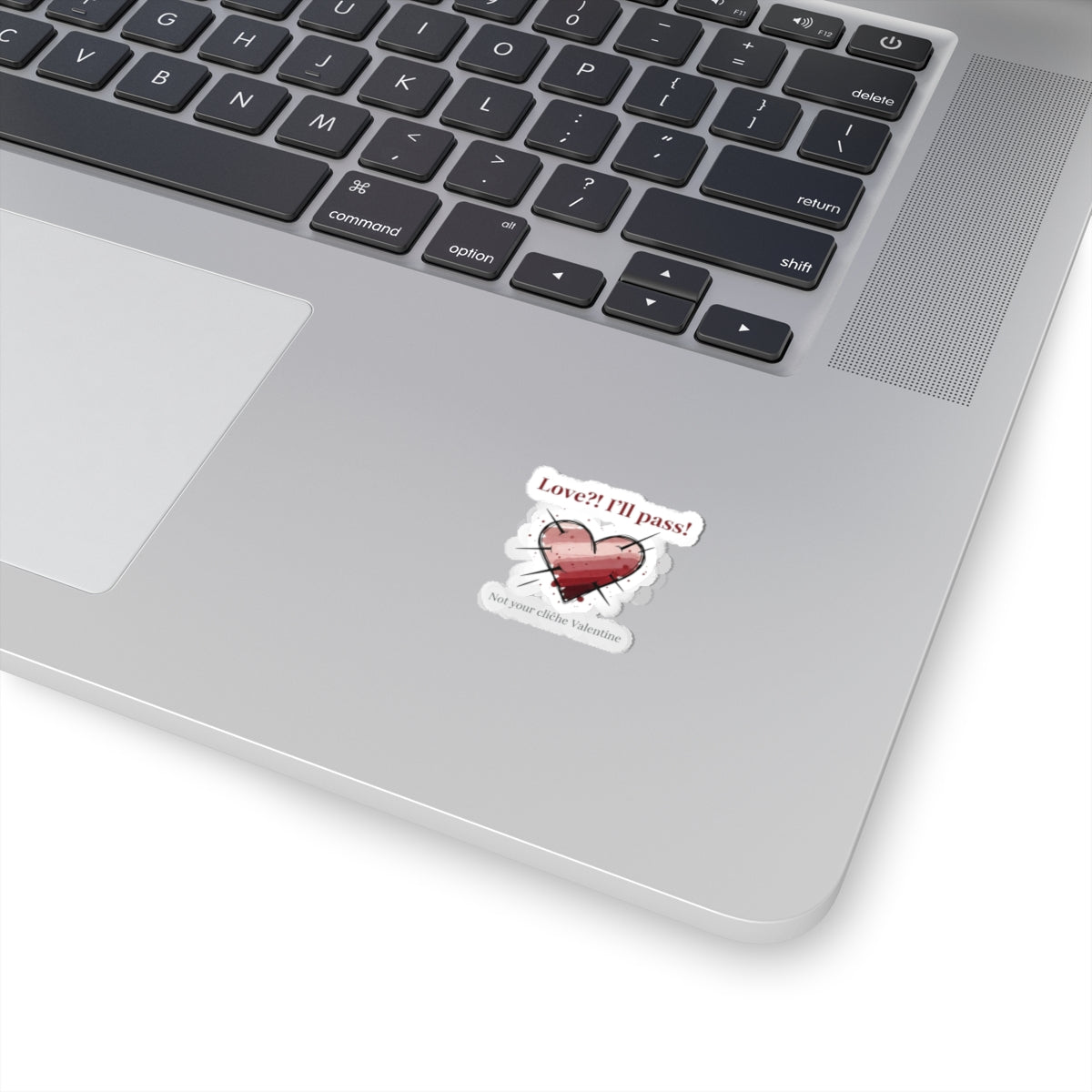 Love? I'll Pass Heart Sticker | anti‑Valentine, edgy heart decal