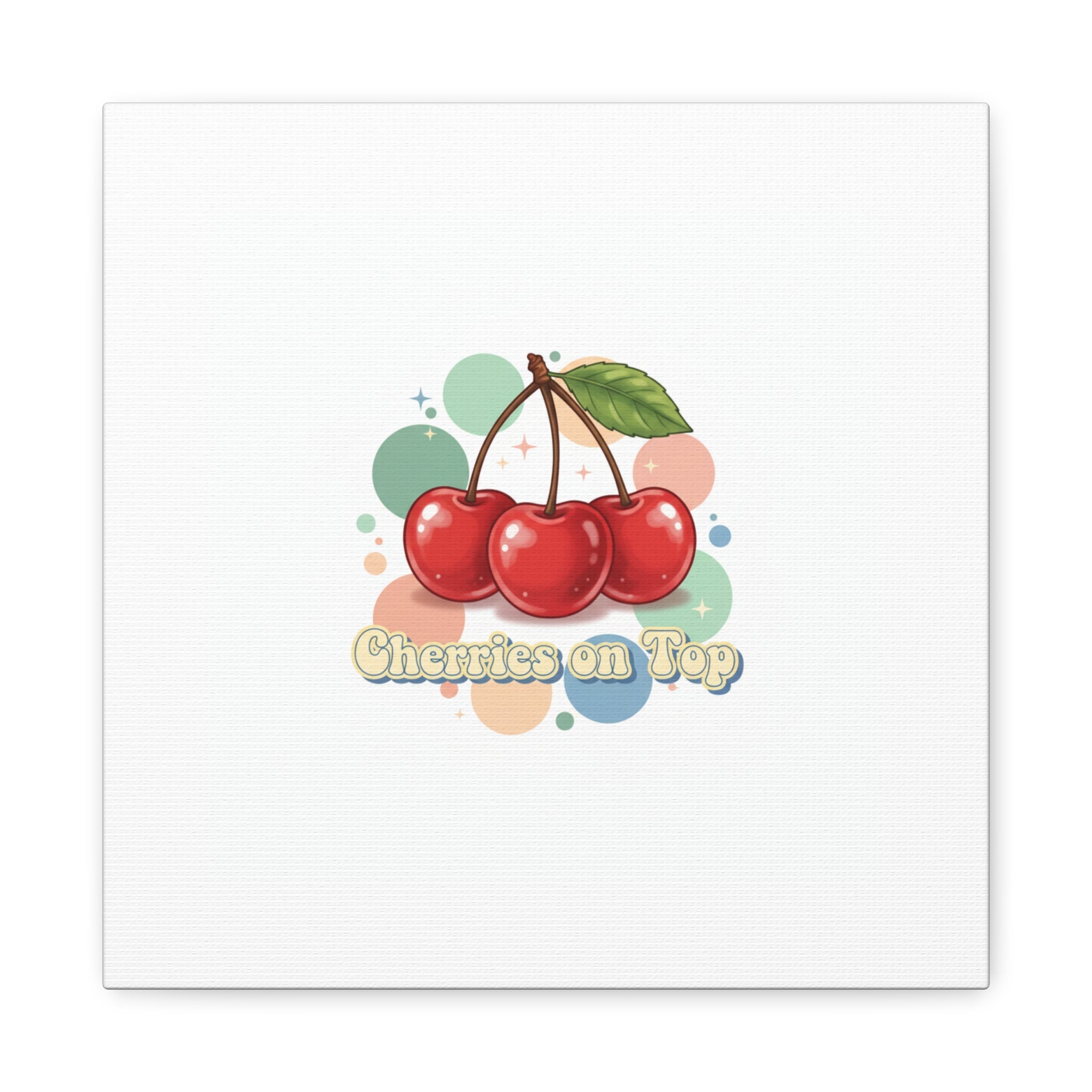 Cherries on Top Canvas | Retro Kawaii Fruit Wall Art