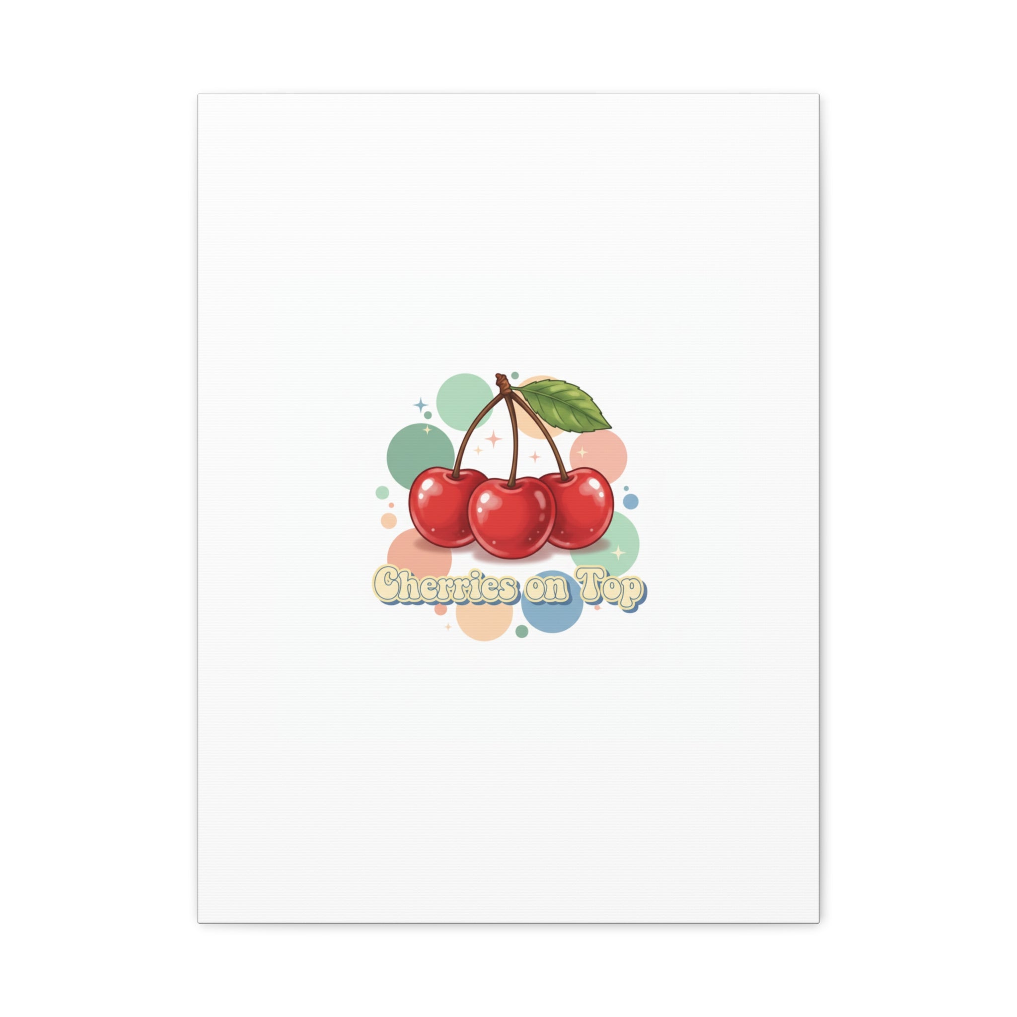 Cherries on Top Canvas | Retro Kawaii Fruit Wall Art