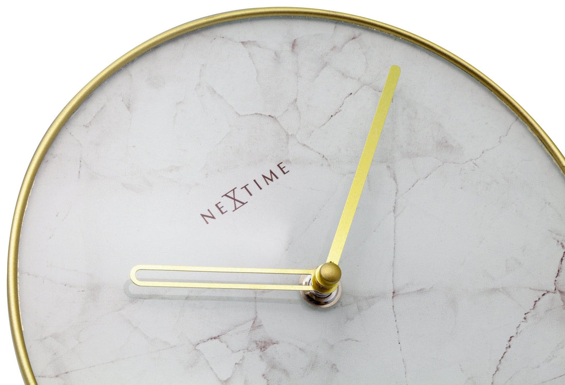 Table / Wall clock -  20 cm - Glass / Metal - 'Marble' - Goat Corp