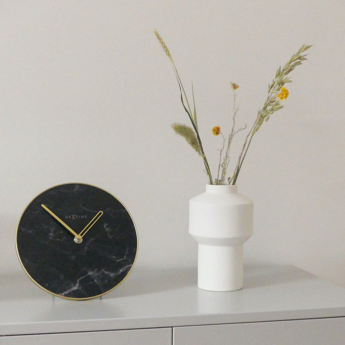 Table / Wall clock -  20 cm - Glass / Metal - 'Marble' - Goat Corp