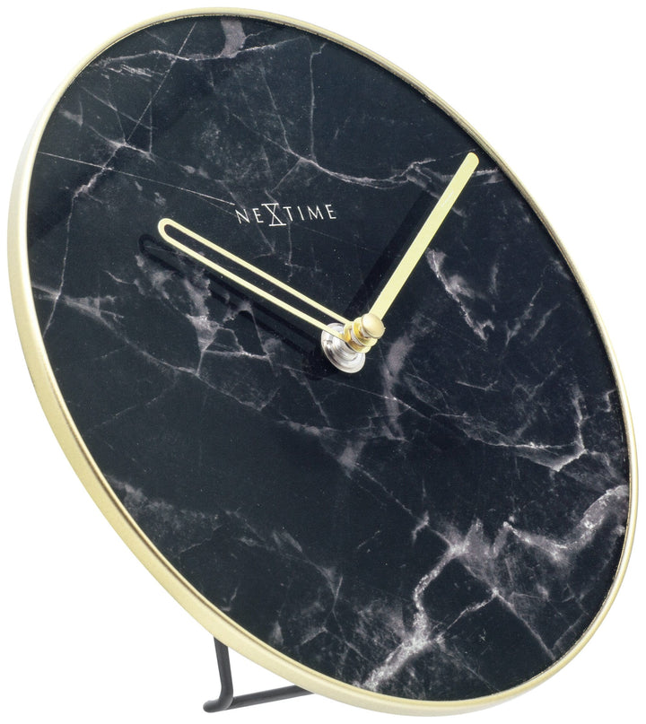 Table / Wall clock -  20 cm - Glass / Metal - 'Marble' - Goat Corp