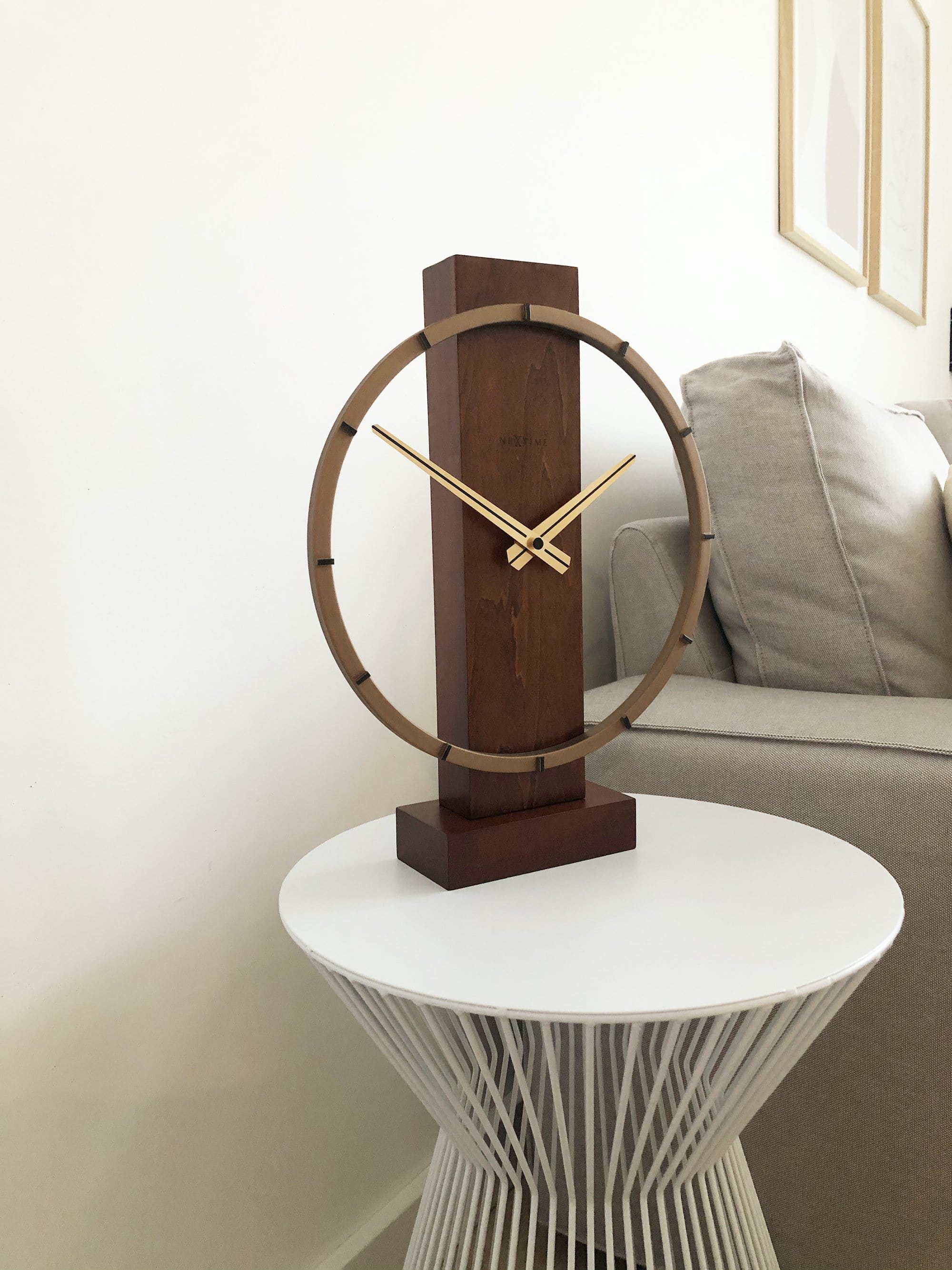 Table / Wall clock - 34 x 27 cm - Wood/Steel -  'Carl Small' - Goat Corp