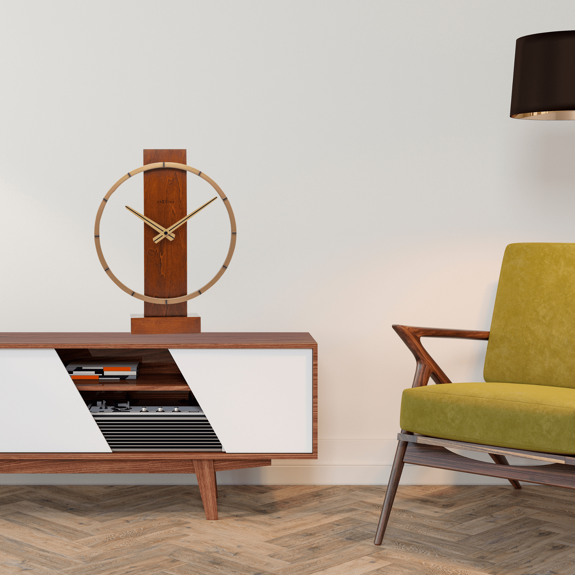 Table / Wall clock - 34 x 27 cm - Wood/Steel -  'Carl Small' - Goat Corp