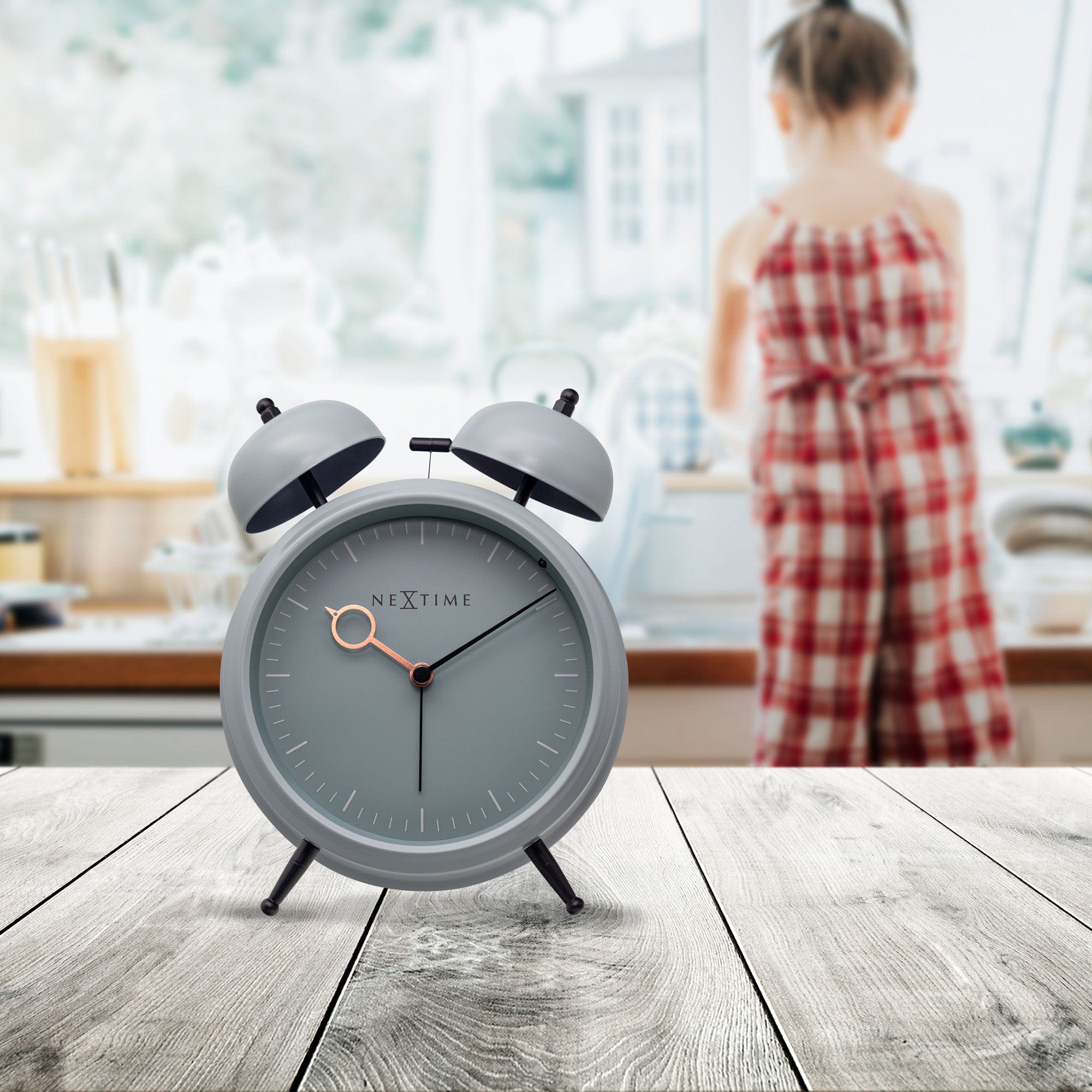 Table Alarm Clock 15x18x7cm - Silent -   Light function -  Metal "Golden Hour" - Goat Corp