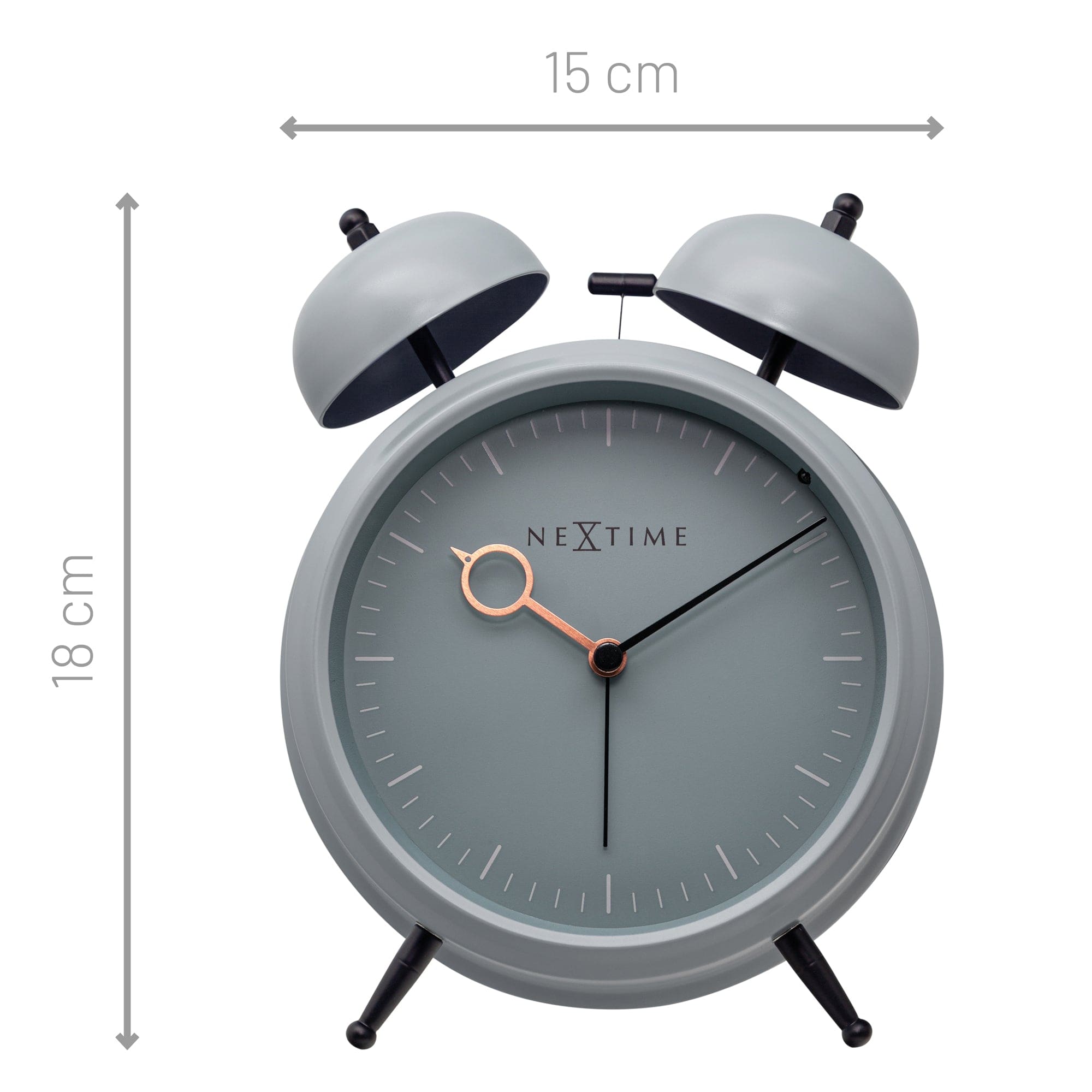 Table Alarm Clock 15x18x7cm - Silent -   Light function -  Metal "Golden Hour" - Goat Corp