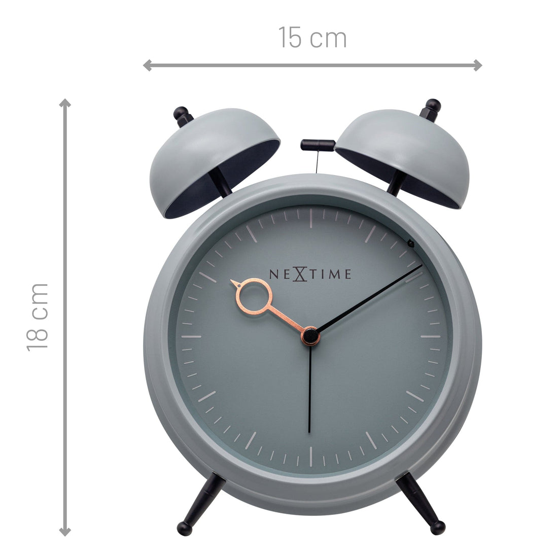 Table Alarm Clock 15x18x7cm - Silent -   Light function -  Metal "Golden Hour" - Goat Corp