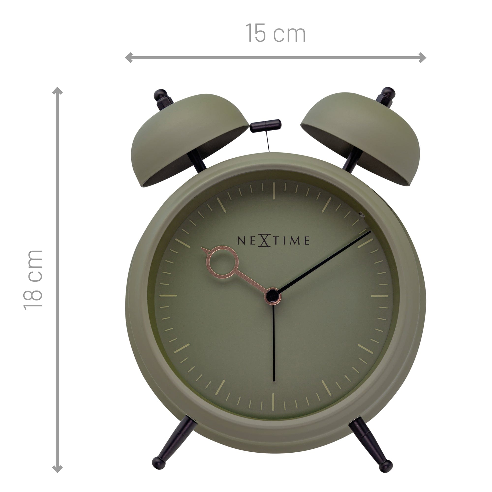 Table Alarm Clock 15x18x7cm - Silent -   Light function -  Metal "Golden Hour" - Goat Corp