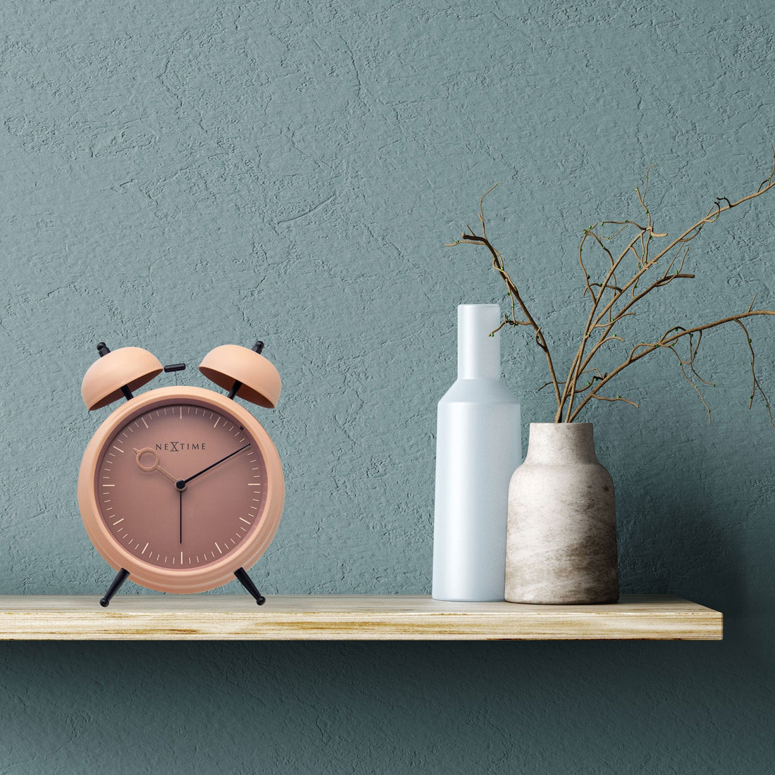 Table Alarm Clock 15x18x7cm - Silent -   Light function -  Metal "Golden Hour" - Goat Corp