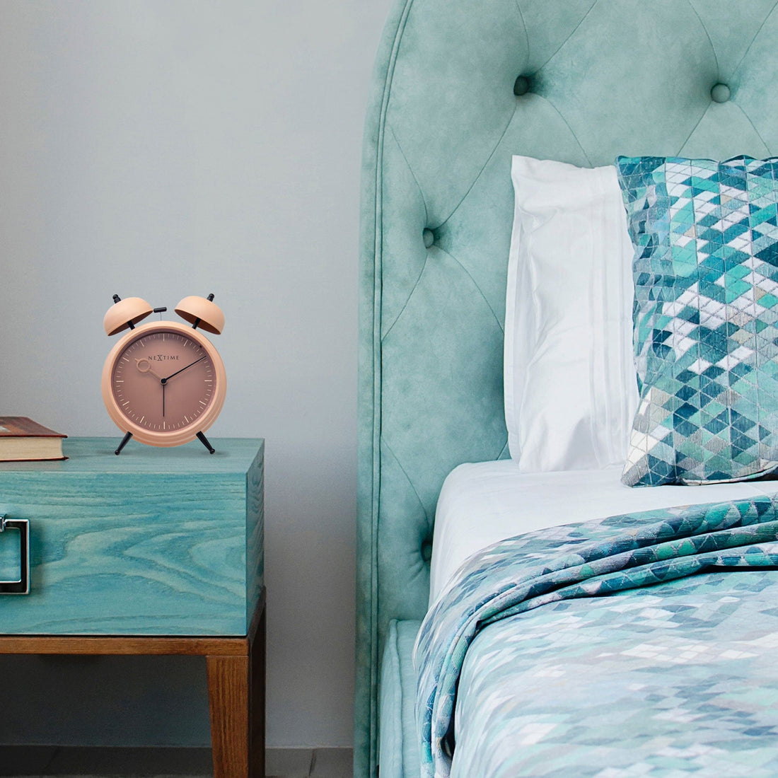 Table Alarm Clock 15x18x7cm - Silent -   Light function -  Metal "Golden Hour" - Goat Corp