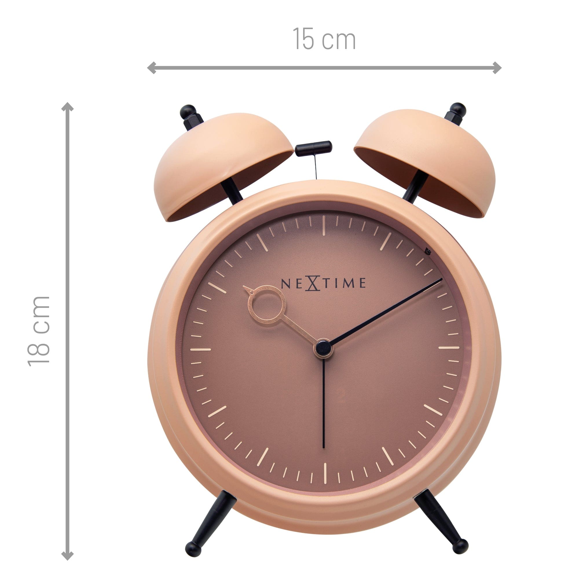 Table Alarm Clock 15x18x7cm - Silent -   Light function -  Metal "Golden Hour" - Goat Corp