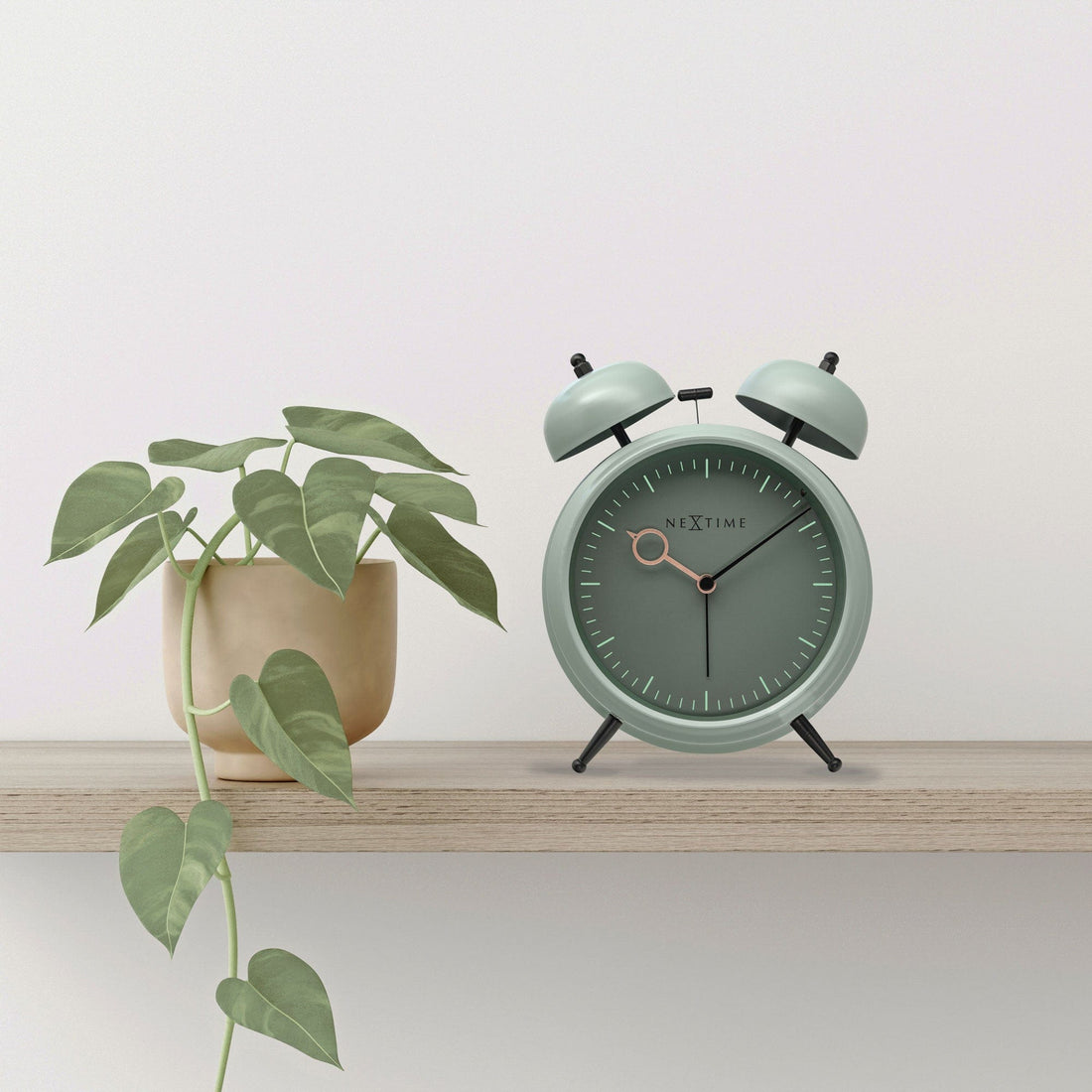 Table Alarm Clock 15x18x7cm - Silent -   Light function -  Metal "Golden Hour" - Goat Corp