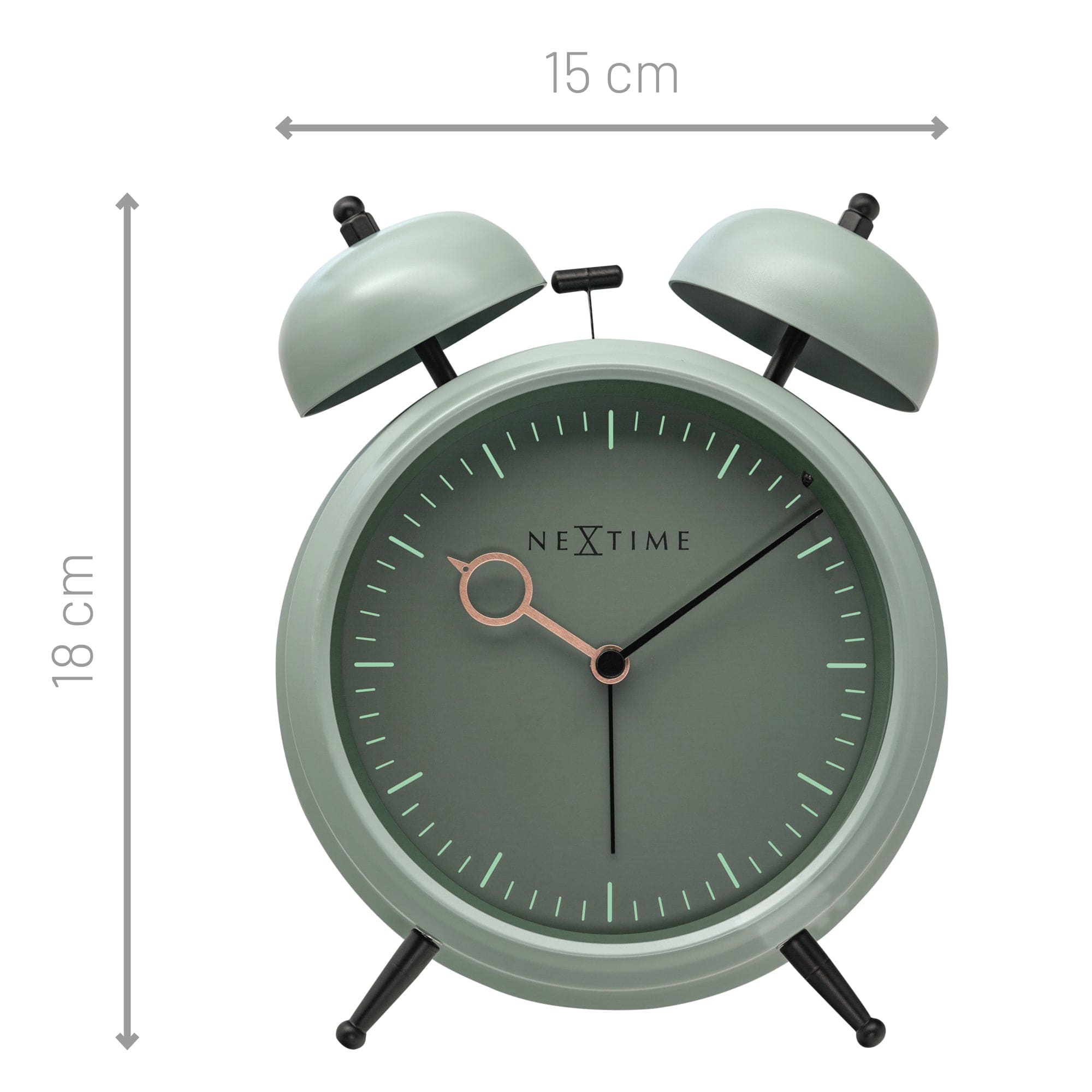 Table Alarm Clock 15x18x7cm - Silent -   Light function -  Metal "Golden Hour" - Goat Corp