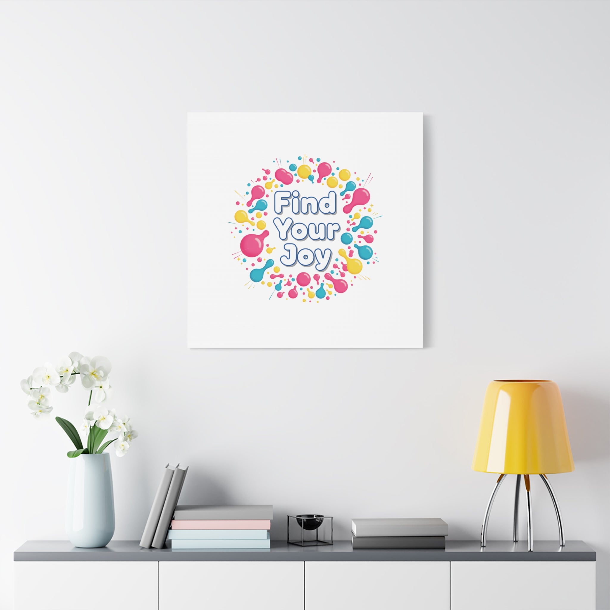 Find Your Joy Canvas | Dopamine Decor, Neon Gradient Squiggle Art