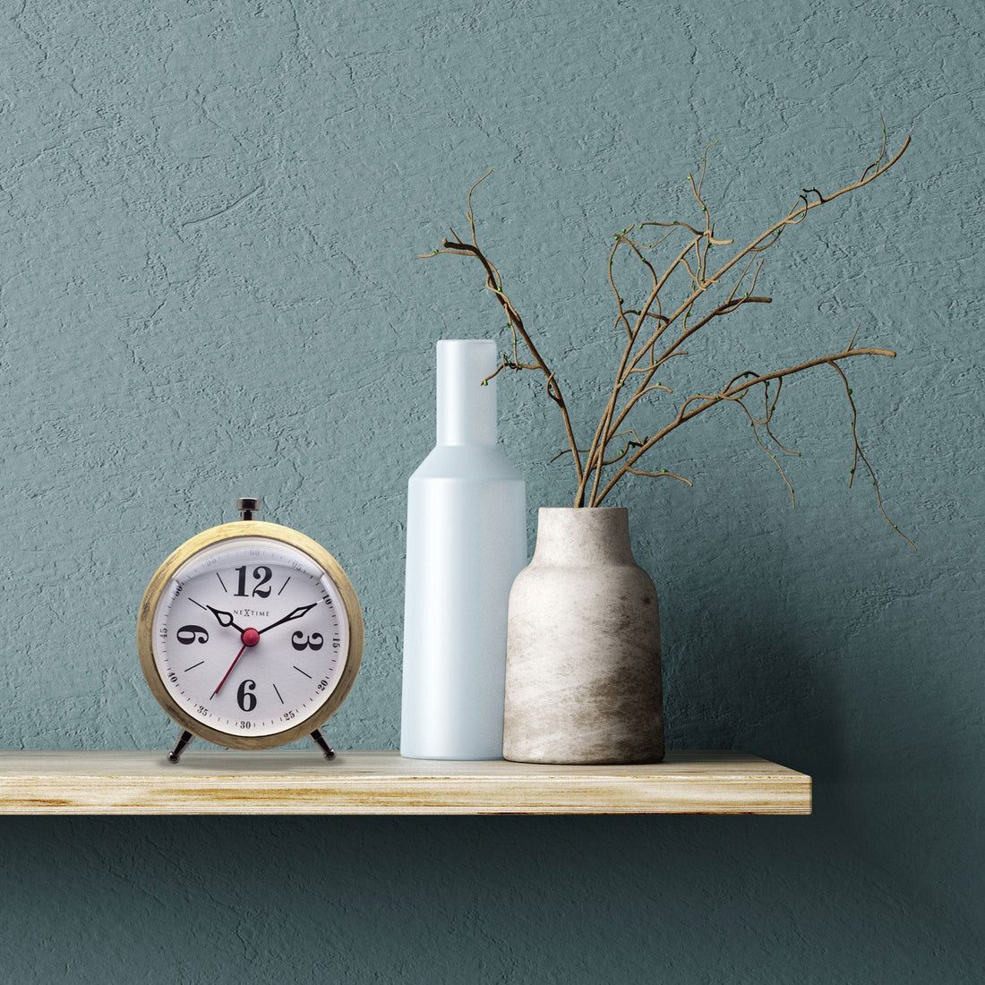 Table Alarm Clock 9x10.8x5cm - Silent - Luminous hands - Metal "Harvey" - Goat Corp