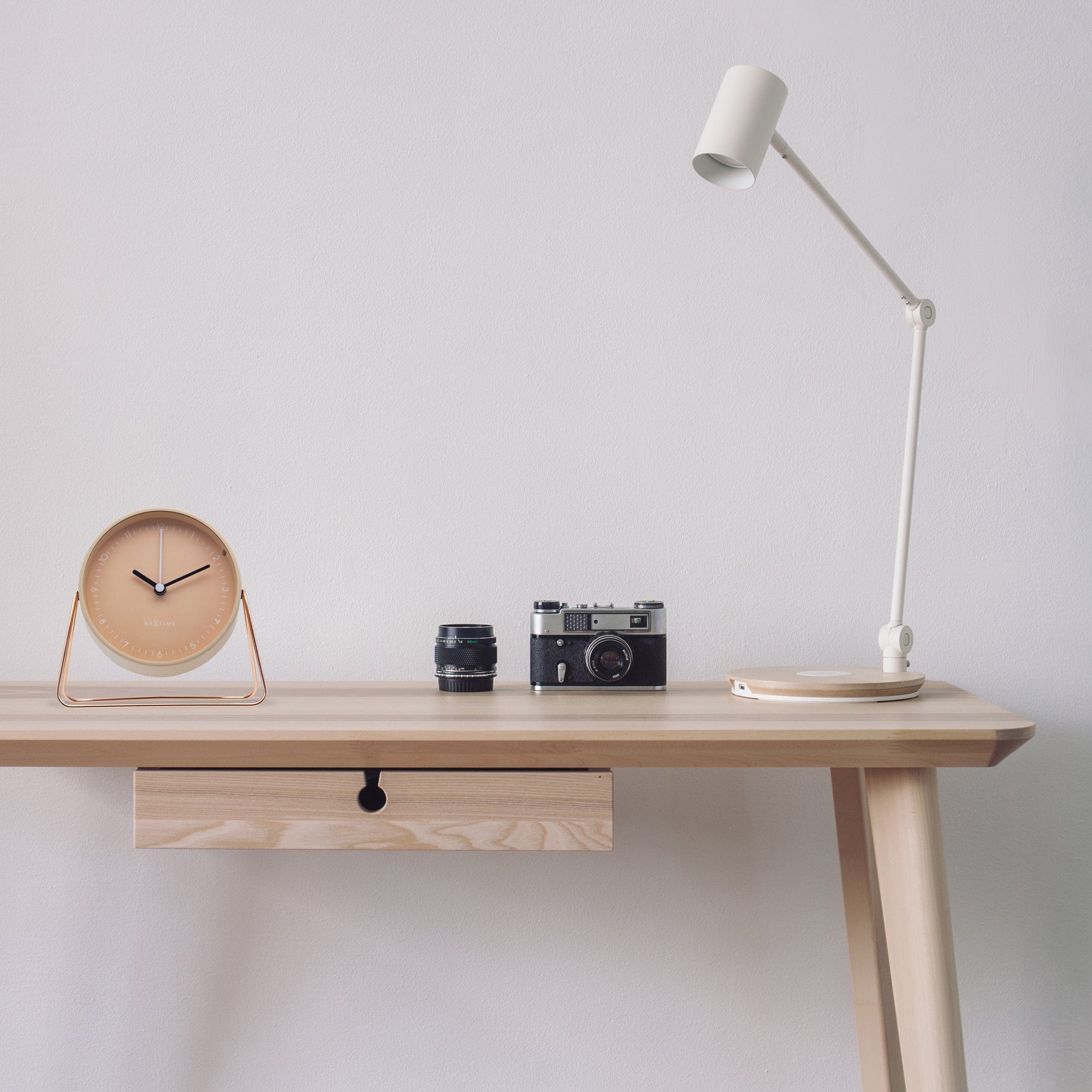 Table Alarm Clock 14x13x7cm - Silent - Metal - "Berlin Table" - Goat Corp