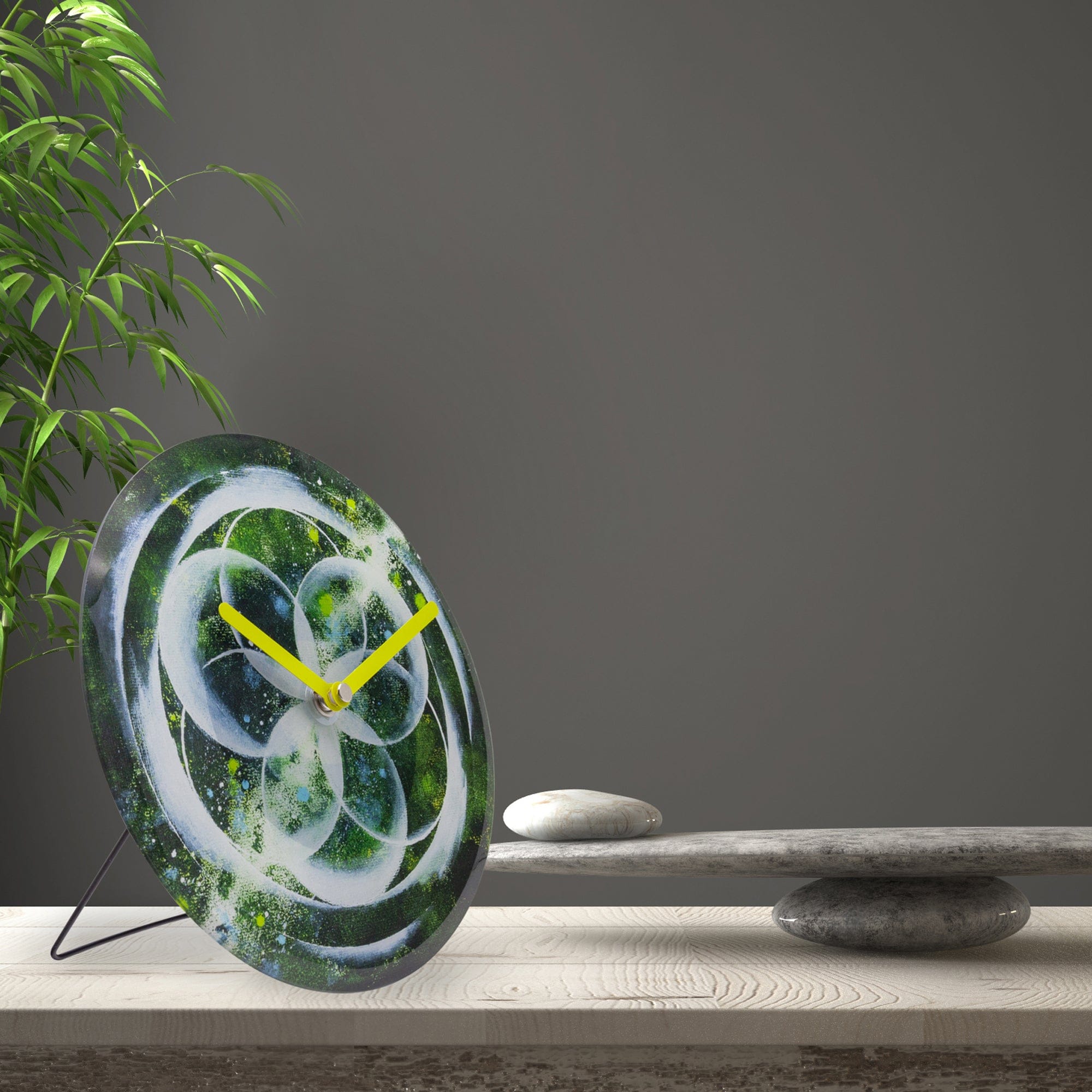 Table/Wall clock 20cm - Silent - Green -  Tempered Glass - "Cosmo Table" - Goat Corp